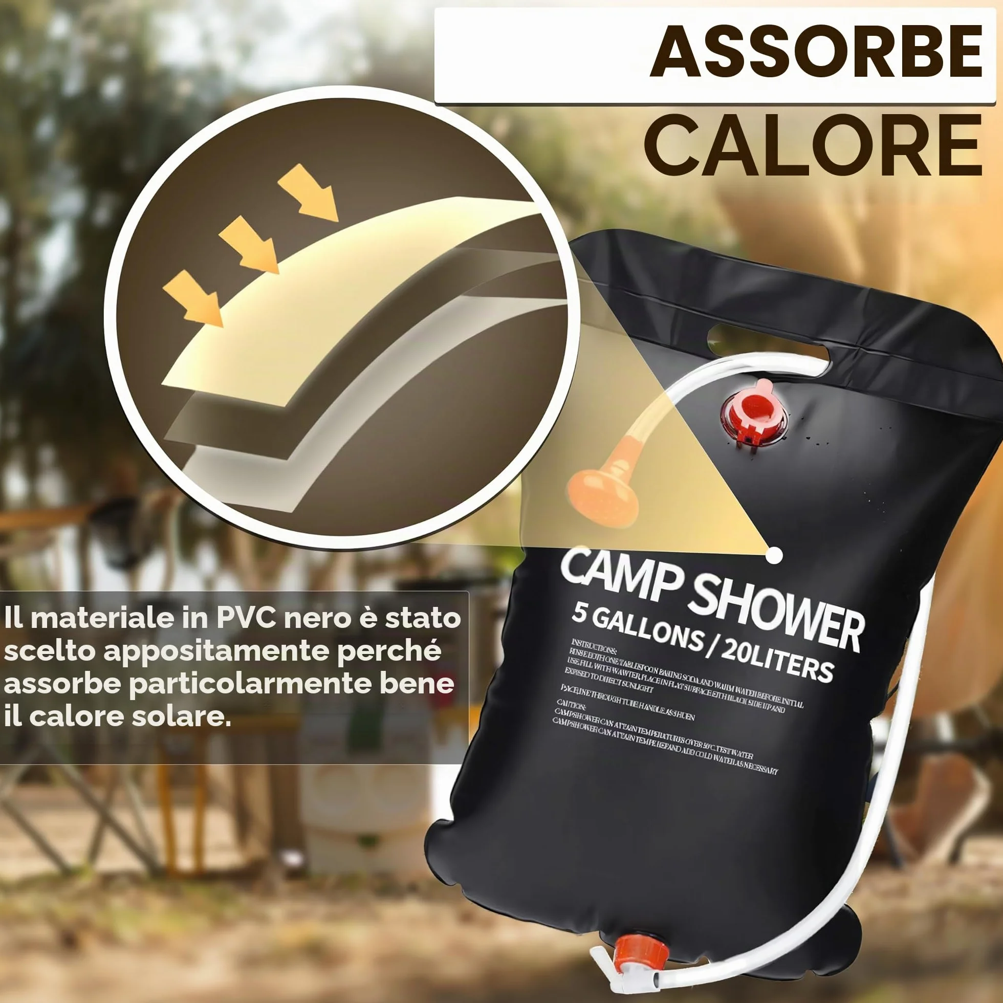 Retoo Borsa da Bagno Solare Campeggio 20 L Portatile con Soffione