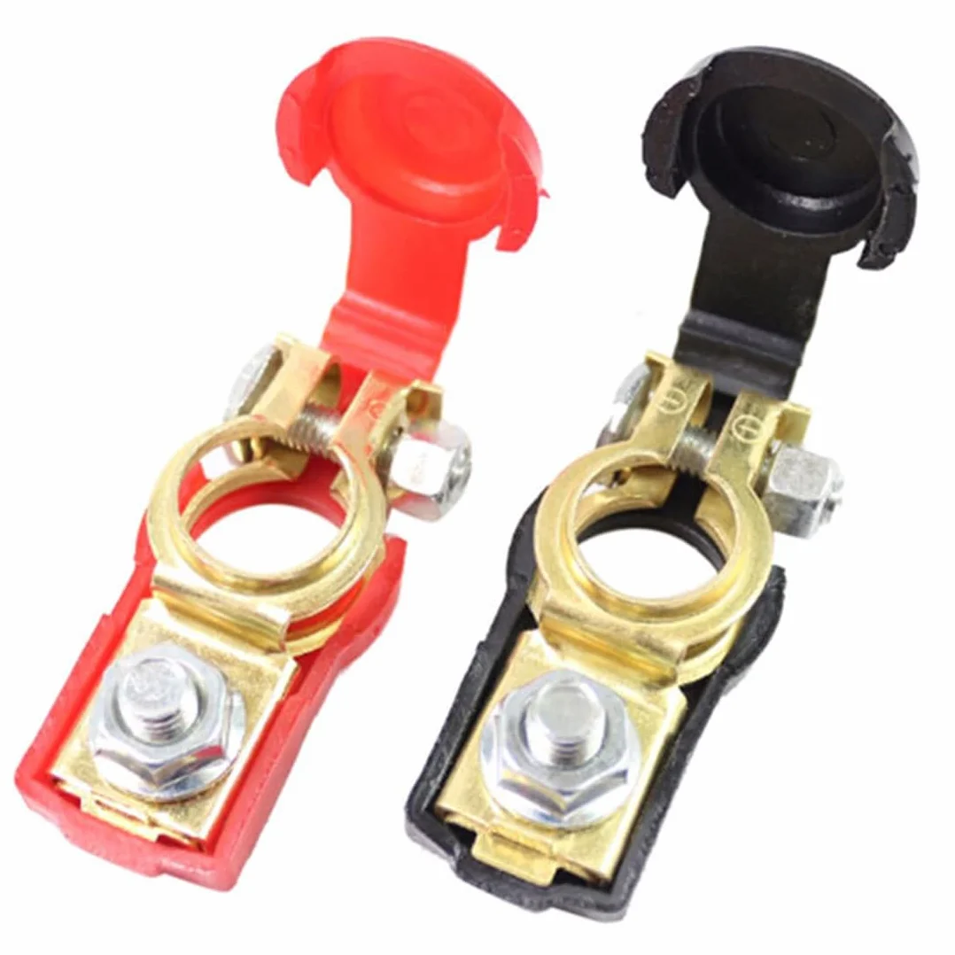 2 Pcs Connettori Batteria a Sgancio Rapido per Auto Camion Barca Morsetti Positivi e Negativi con Coperchio Plastica Rosso e Nero