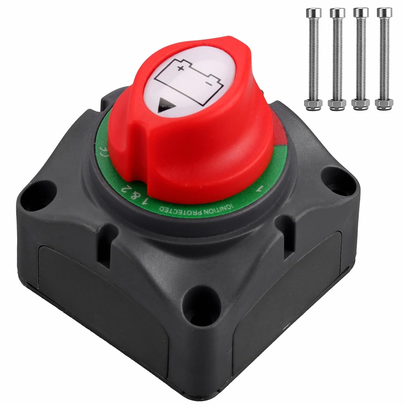 Justech Disconnettore Batteria Auto 12V/24V/48V 200A 1-2-Both-Off Interruttore Batteria Interruttore di Emergenza per Auto, Veicoli, Camper, Roulotte, Barca (On/Off) Impermeabile