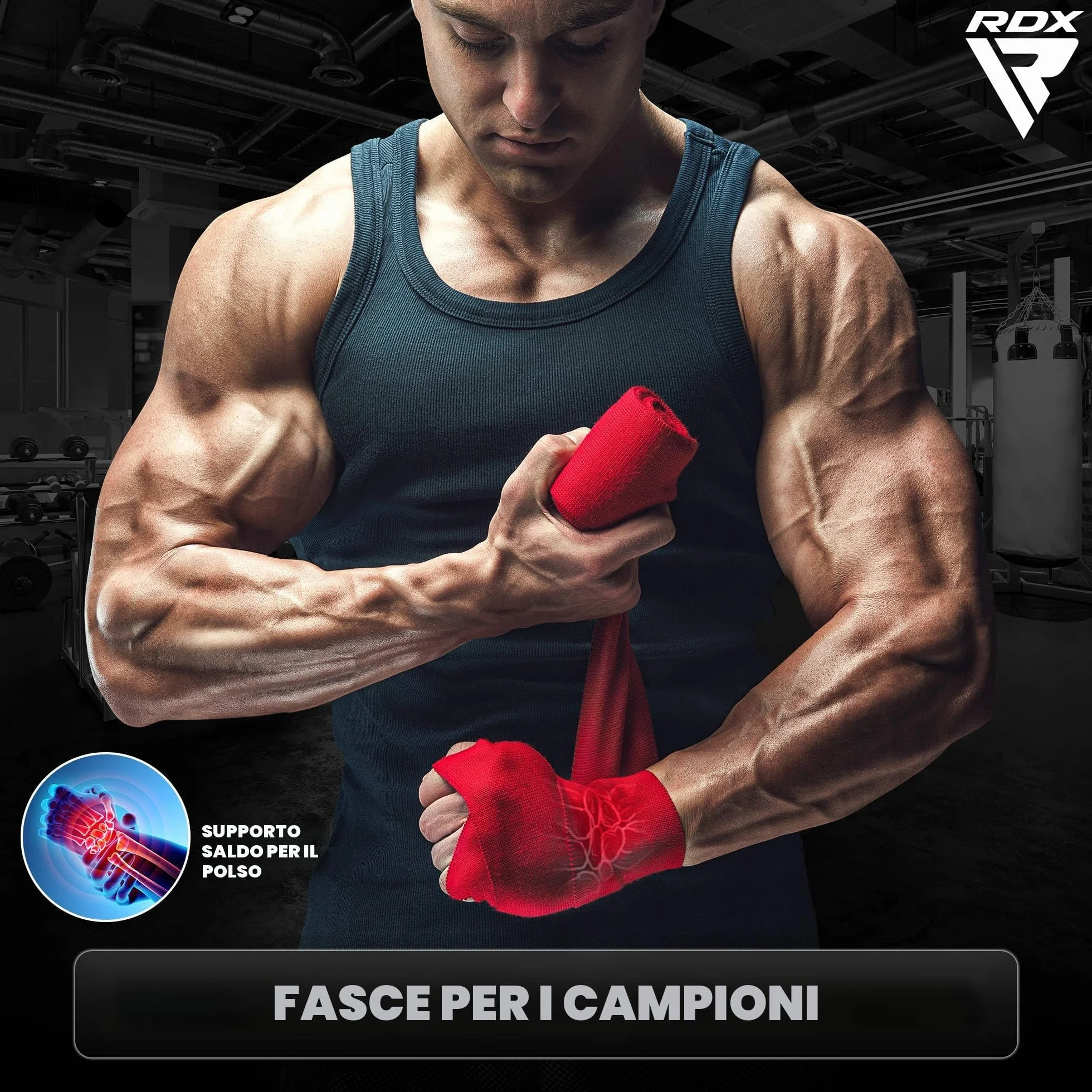 RDX Fasce Boxe Guanti Interni 4,5 Metri Elastiche Bendaggi Polso Mani Protezione Sottoguanti Pugilato Bende per Arti Marziali Muay Thai MMA