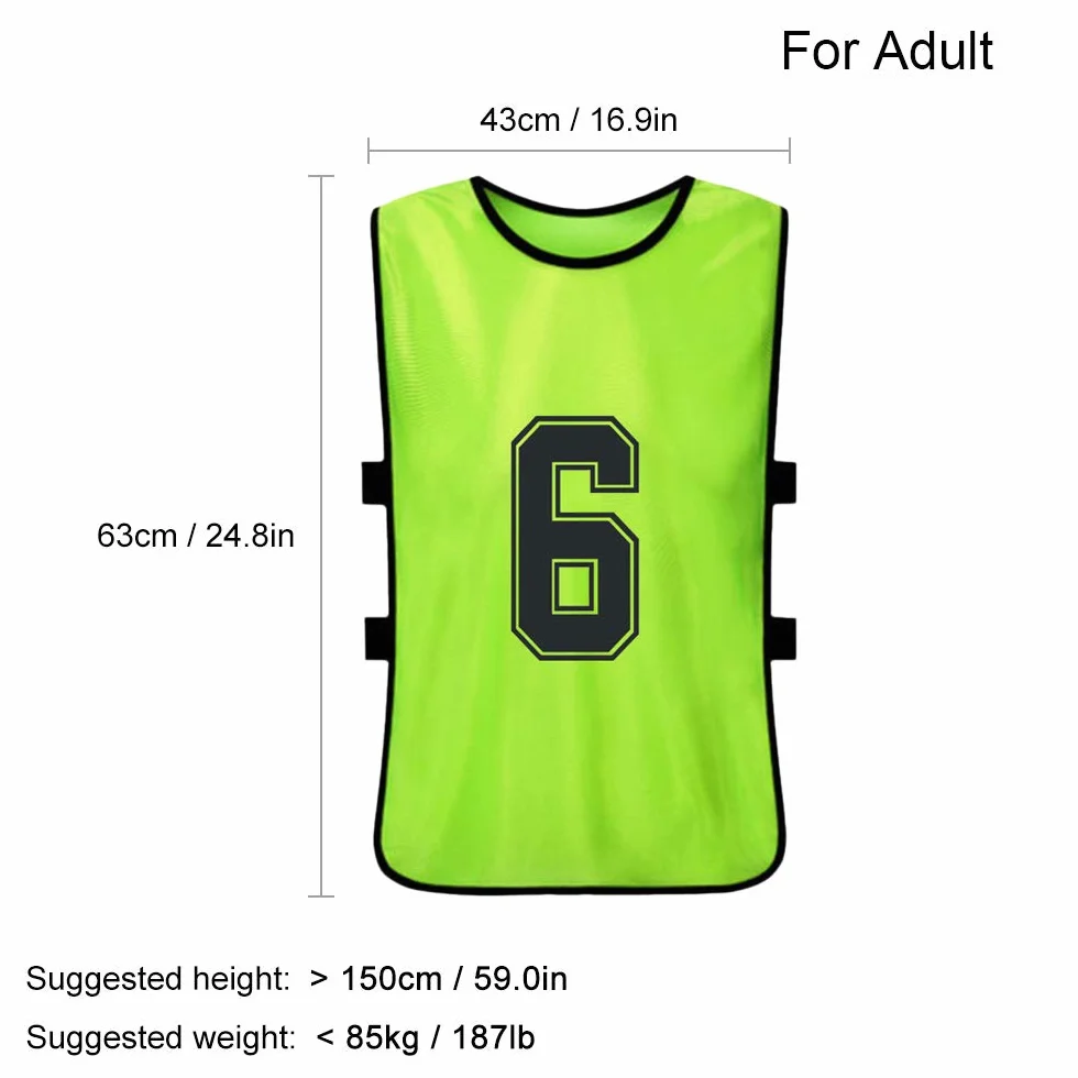 Maglie da Calcio Numerate 12 PCS Adulti Soccer Pinnies Quick Drying Training Gilet Sportivo