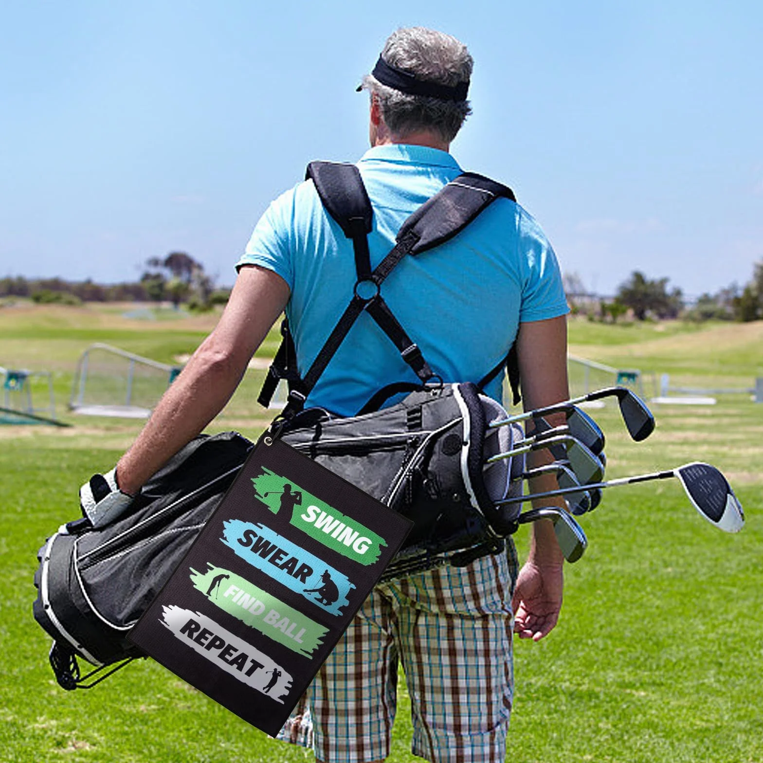 Asciugamano da golf regalo uomo marito papà accessori borsa moschettone