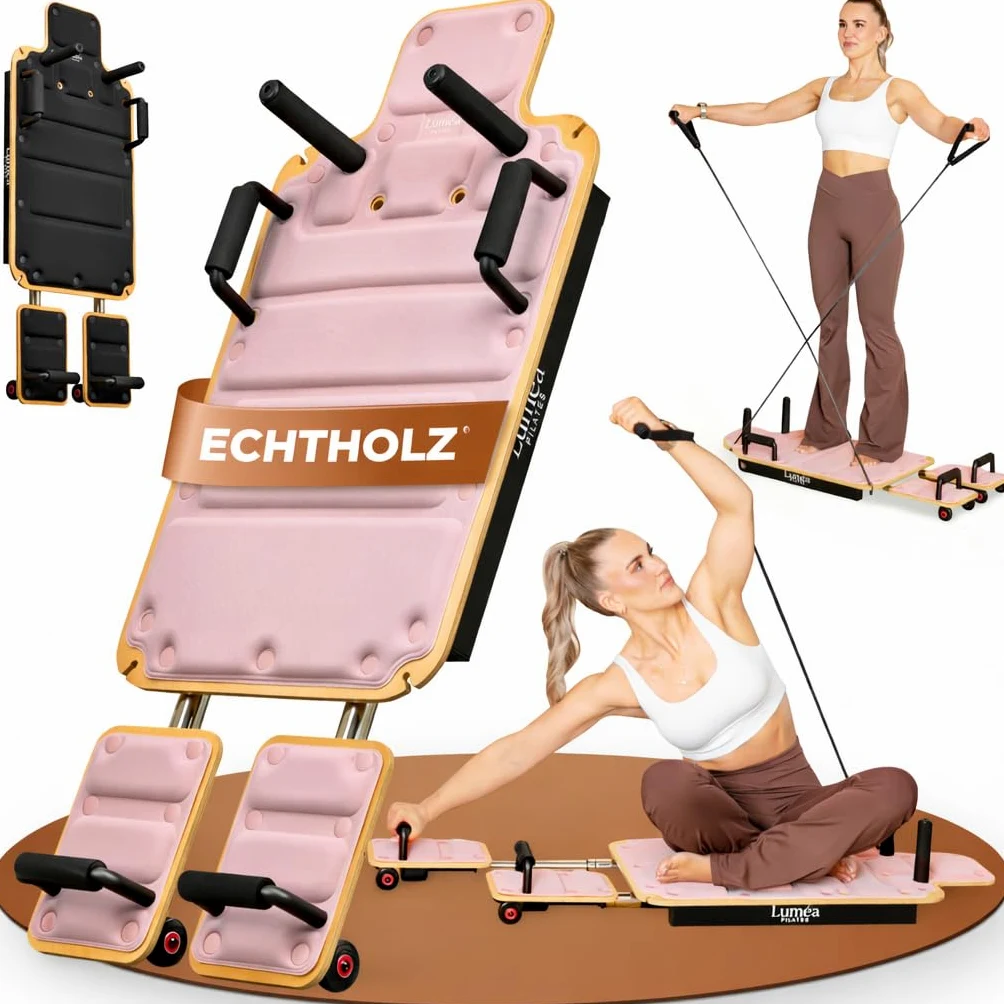 Tavola da pilates in legno | Pilates Reformer Board per la casa | Balance Board & Core Trainer | Home Gym Attrezzo fitness per addominali gambe e glutei e stabilità