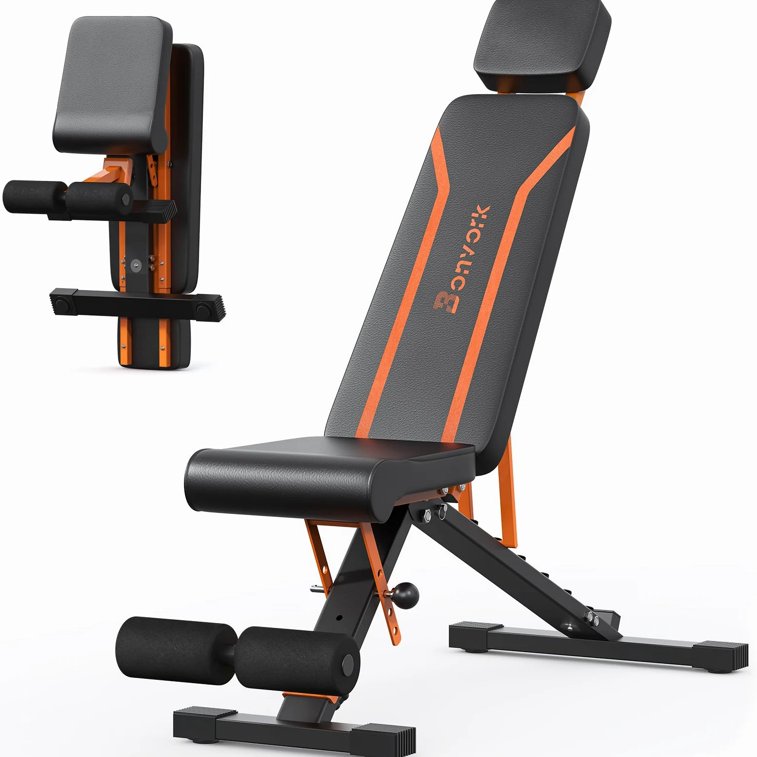 '700/900LBS Adjustable Weight Bench - Foldable Workout Bench Press with 33.5'' Extended Backrest for Home Gym Strength Training,Folding Flat Incline Bench with 80x40MM Steel for Full Body Exercise'