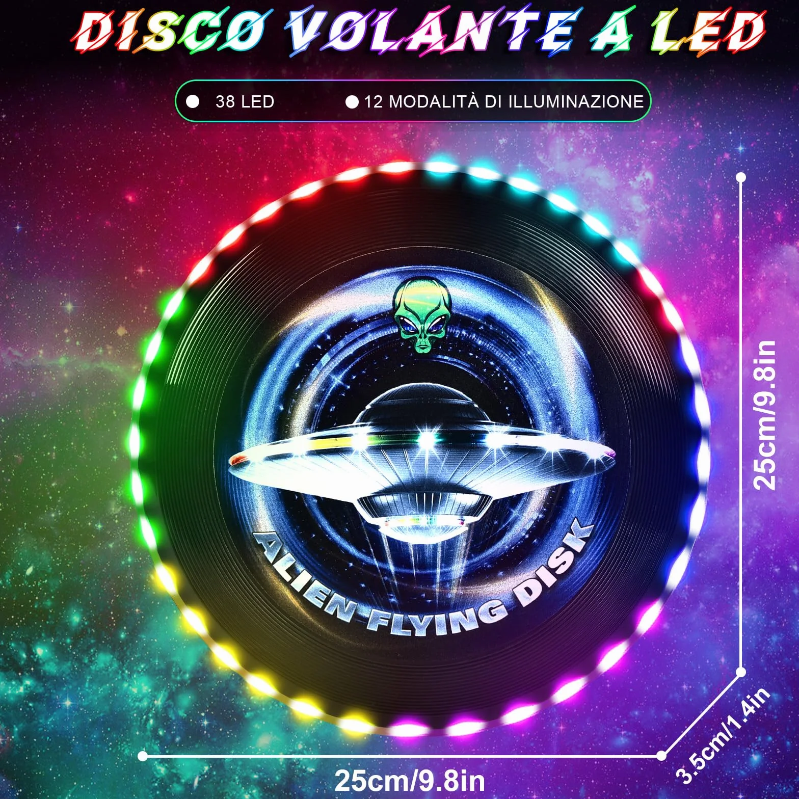 IEEILULU Ultimate Frisbee, Disco Volante Illuminato con 12 Effetti di Luce, Riutilizzabile, Funsport per Adulti Bambini