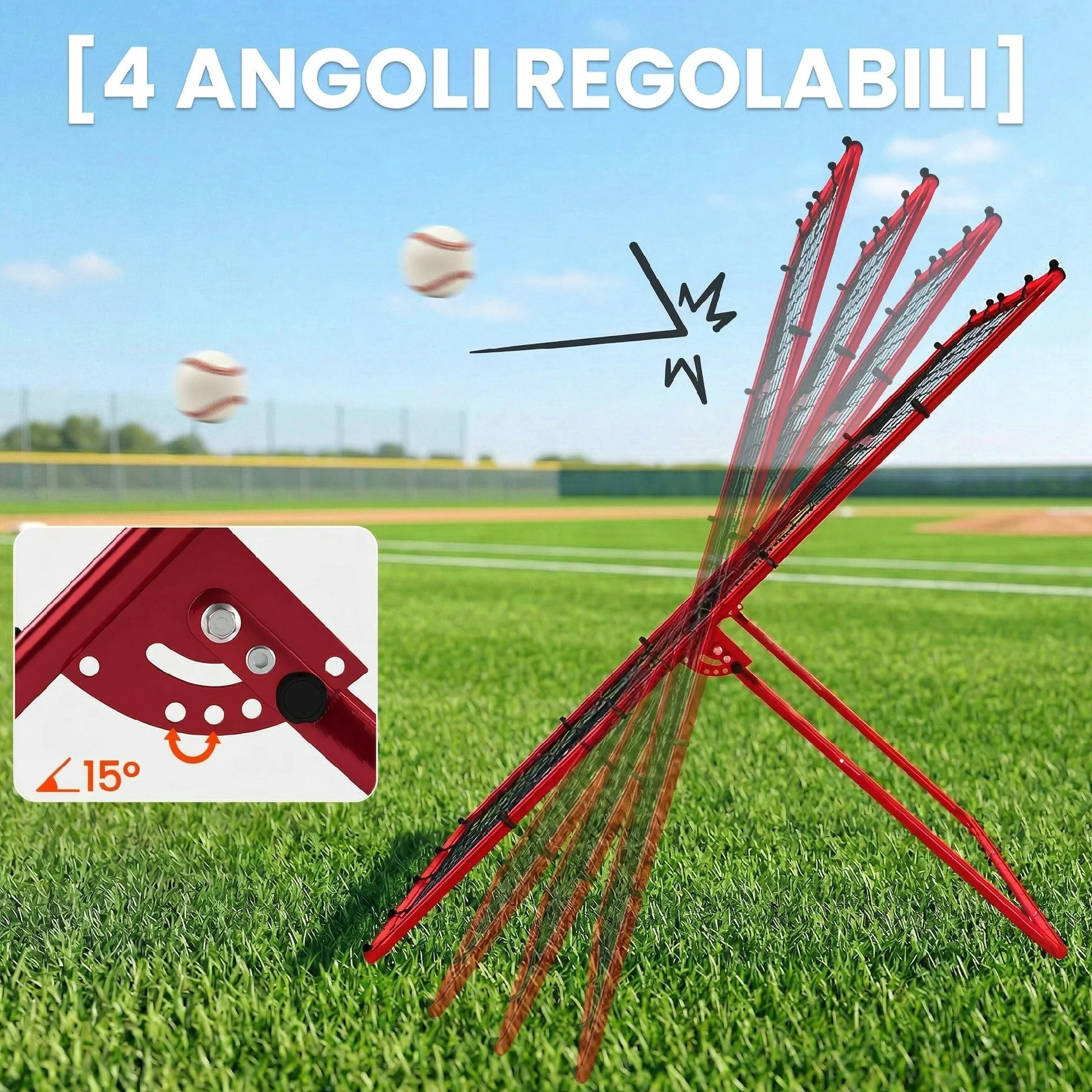 SPORTNOW Rete da Rimbalzo Baseball, Rebounder Portatile con 4 Angolazioni Regolabili per Calcio, Baseball, Softball, Lacrosse