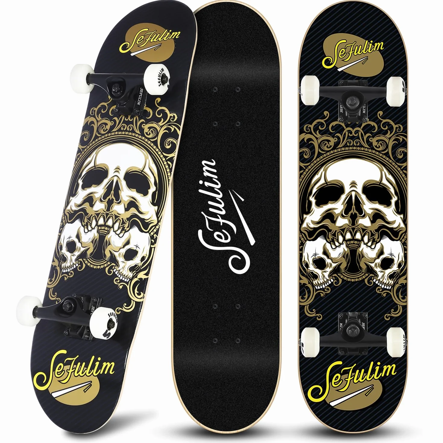 31 x 8 Pollici Skateboard Completo 7 Strati Acero Canadese Double Kick Deck concavo Skateboard per Ragazzi Ragazze Adolescenti Adulti Principianti