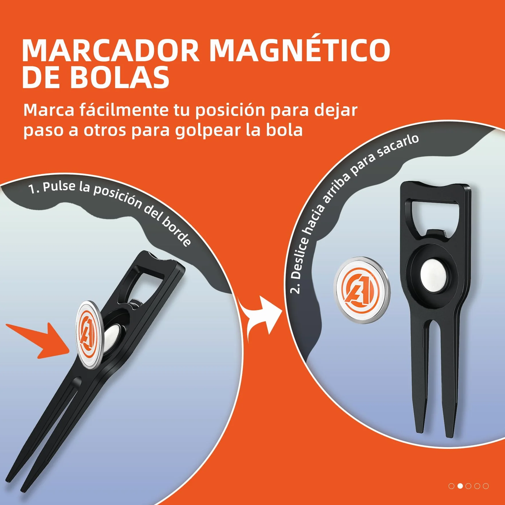 AOFAR Strumento per Divot da golf con marcatura magnetica, spazzola integrata e marcatore linea pallina, lega di zinco