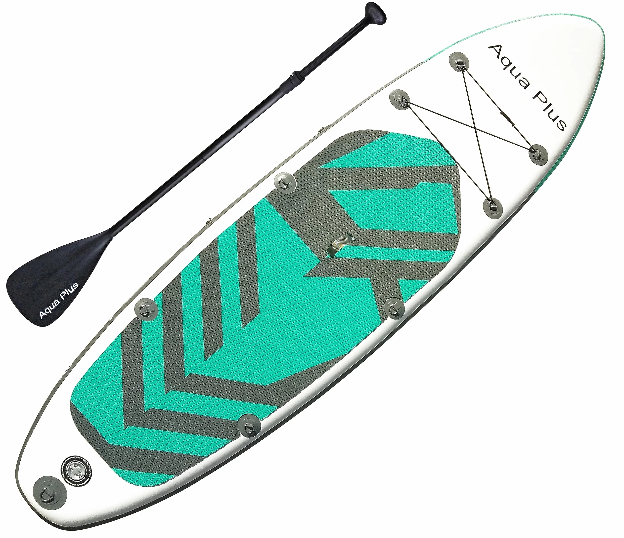 Aqua Plus SUP Gonfiabile 15cm Tavola da Paddle in Piedi con Pagaia Pompa Zaino Guinzaglio