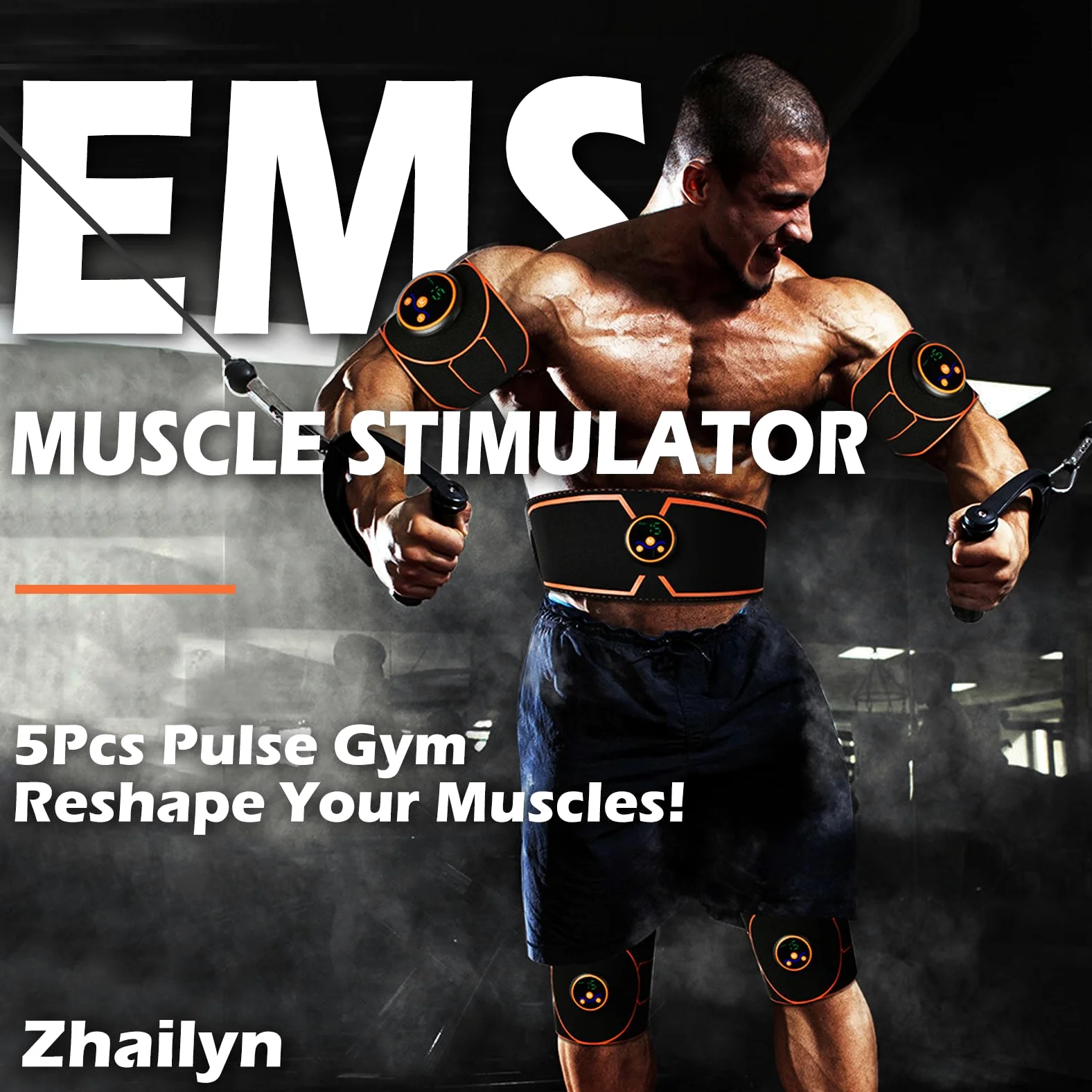 Elettrostimolatore Muscolare, Elettrostimolatore per Addominali, Trainer Wireless per Addome, EMS Stimolatore Addominale, con USB, per Esercizio Quotidiano Ragazzi e Ragazze(8 modalità+19 Intensità)