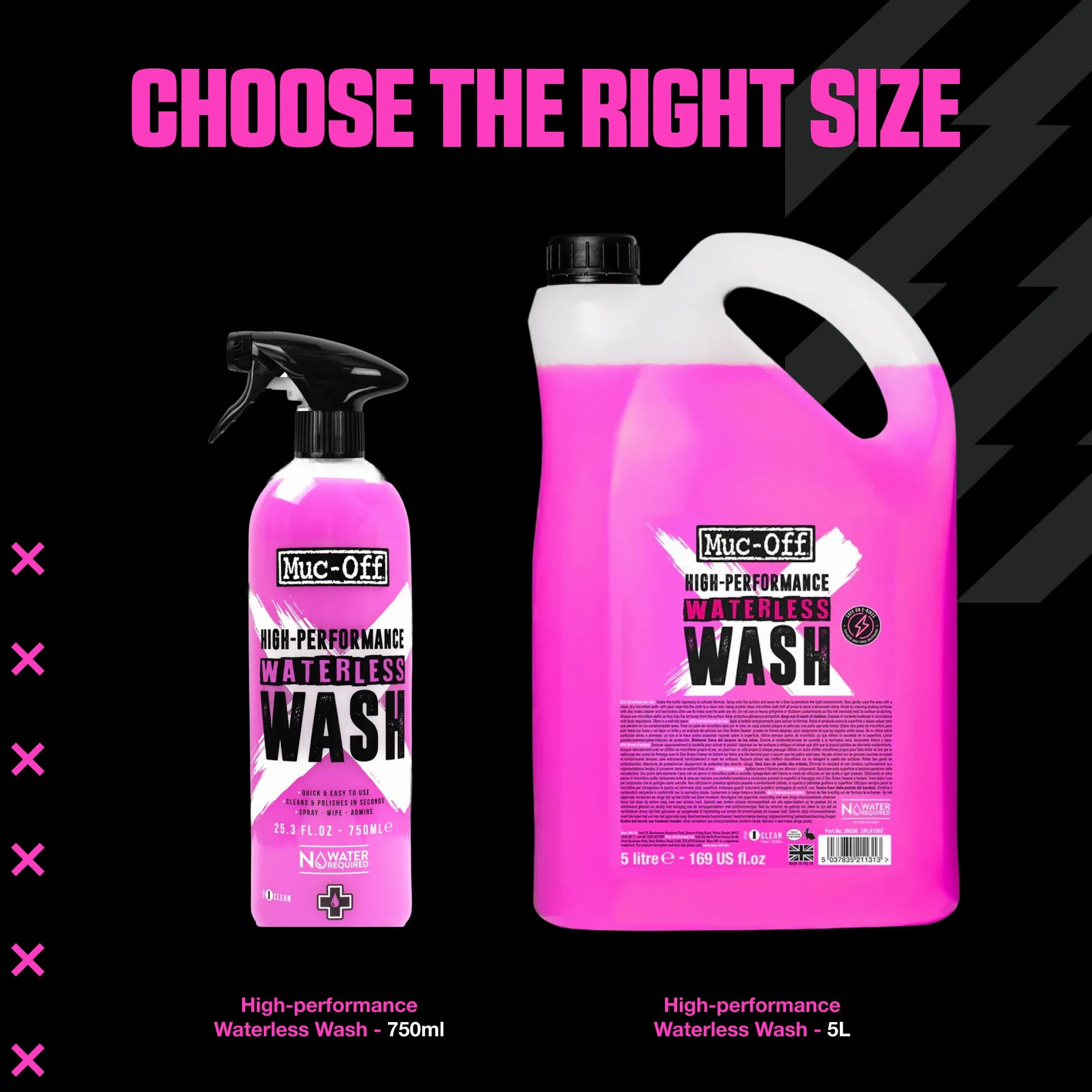 Muc-Off Waterless Wash 750 ml Detergente Bici Senza Risciacquo Spray a Secco Alte Prestazioni
