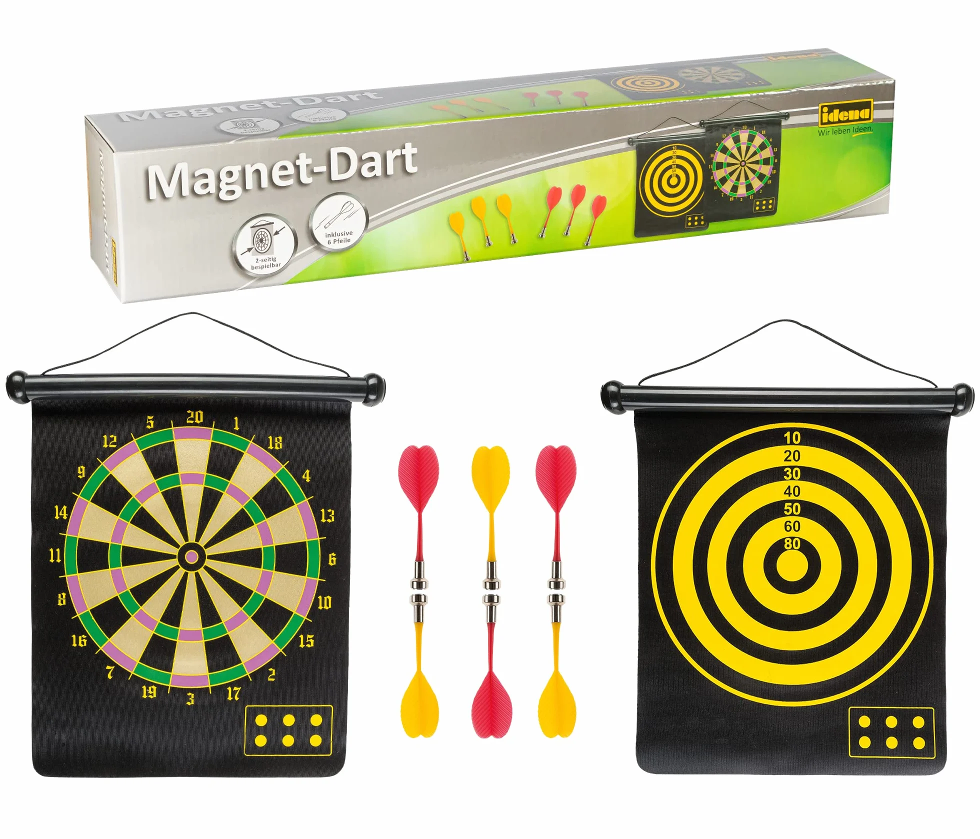 Idena Gioco delle Freccette con 2 Tavole e 6 Freccette magnetiche per Interni ed Esterni