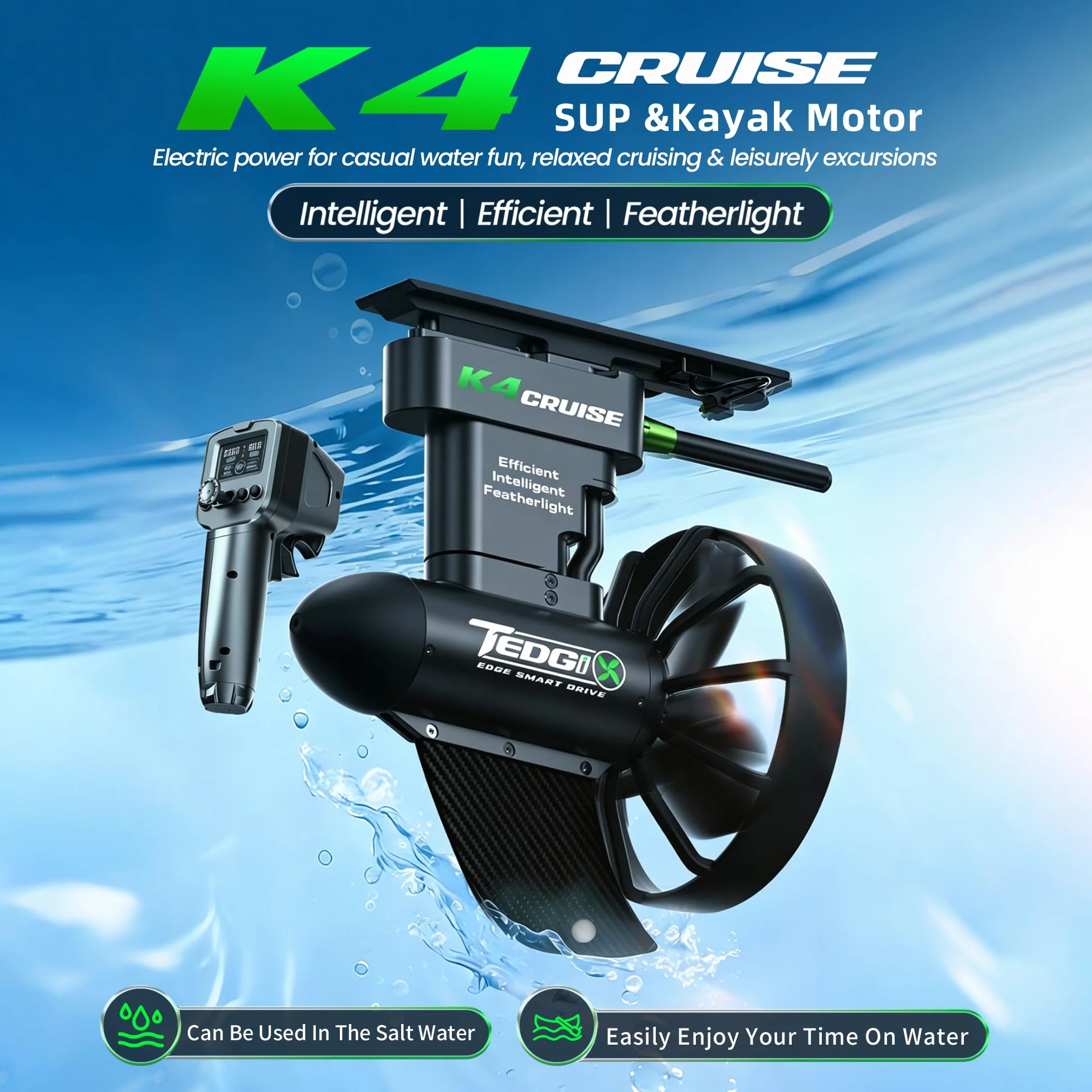 Tedgix K4C 400W Brushless Subacqueo Motore SUP Kayak con Batteria B4 Telecomando Cruise Control