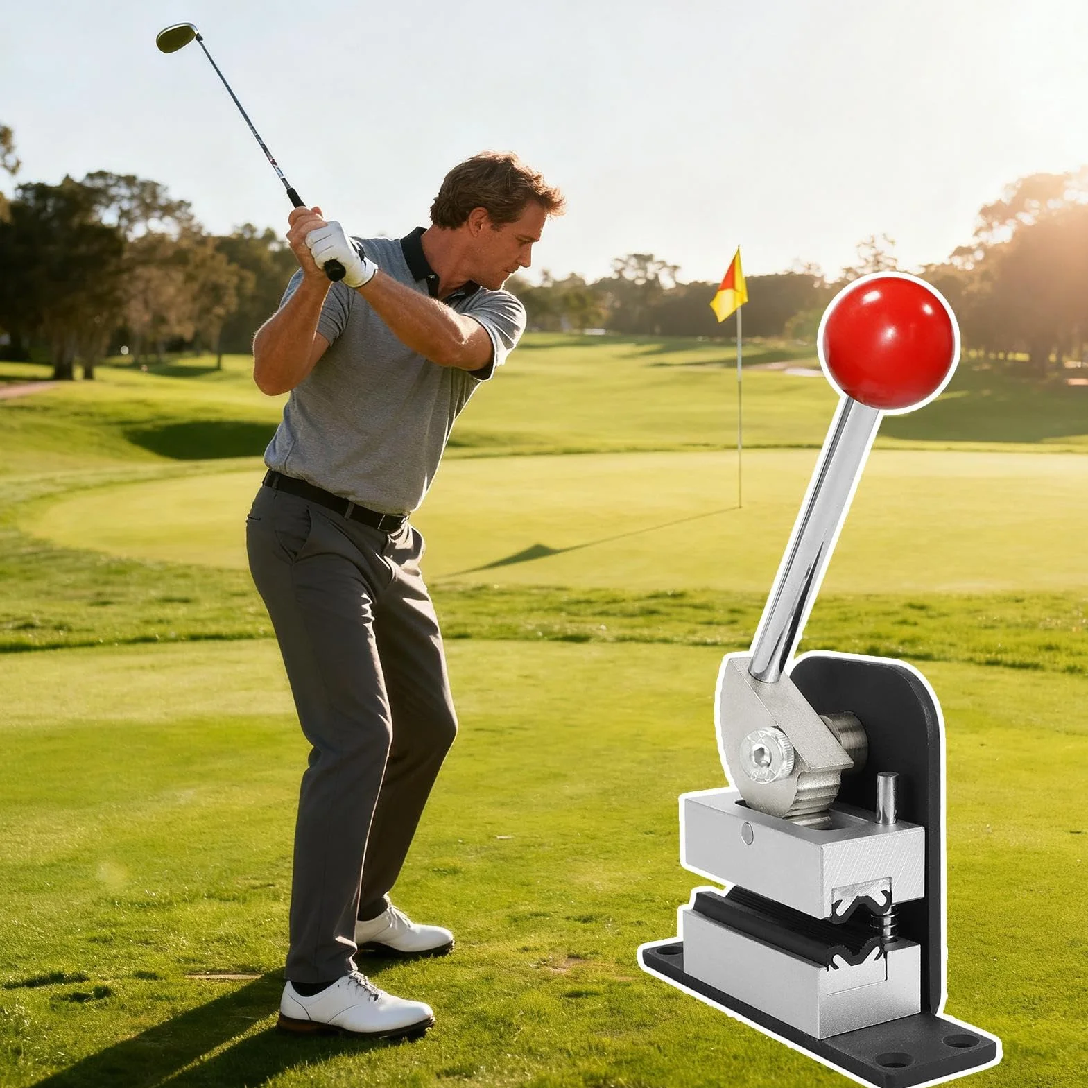 Morsetto per mazze da golf con sgancio rapido antiscivolo in metallo antiruggine – Set per cambio manico