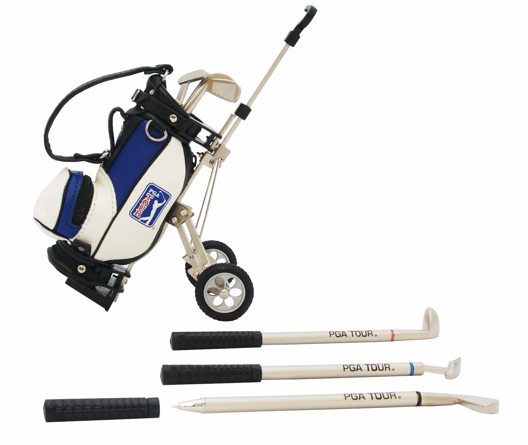 PGA Tour Kit Regalo da Scrivania Penne e Sacca Golf Miniatura Bianco