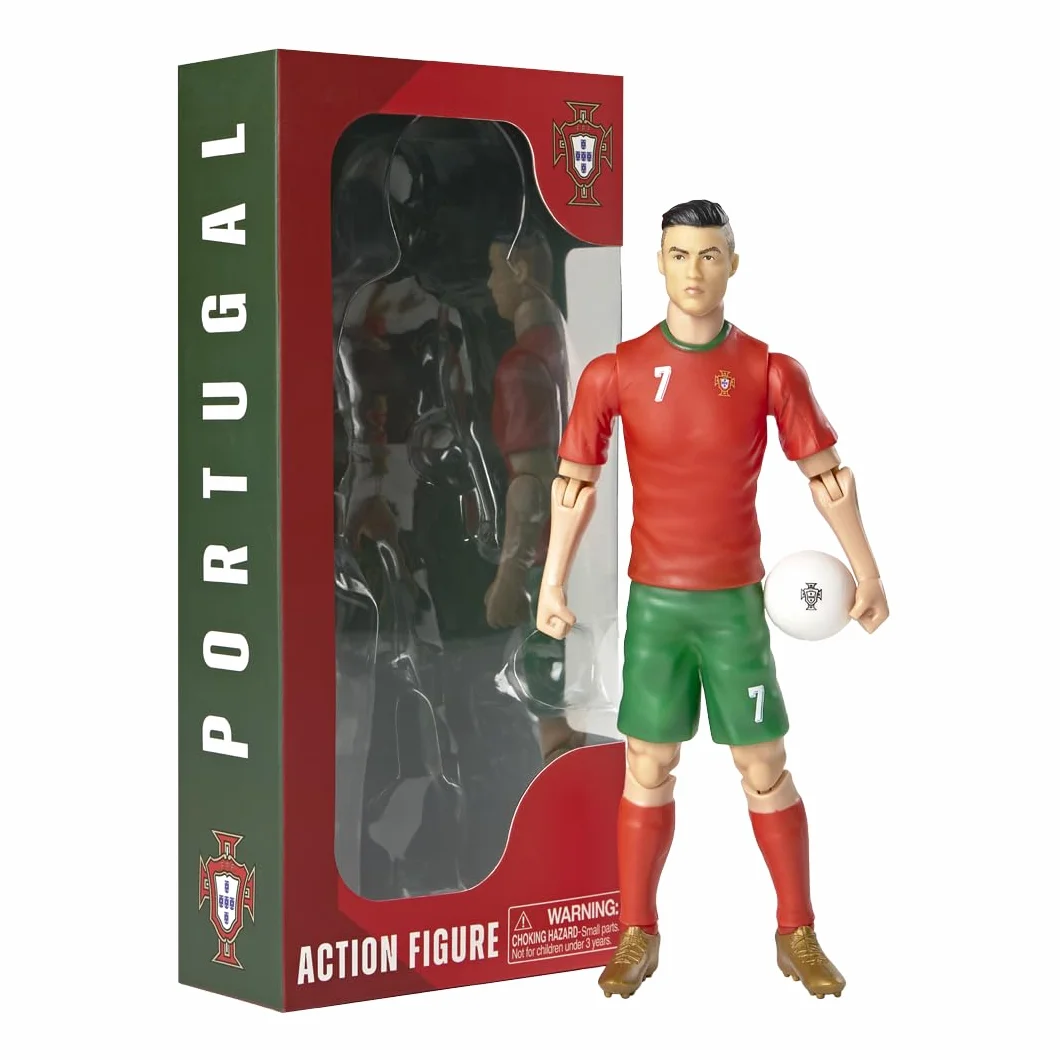 Megableu Statuetta Calcio Ronaldo 20 cm Figura Realistico Articolato Licenza Ufficiale 10 Punti Articolazione Giocattolo Calcio