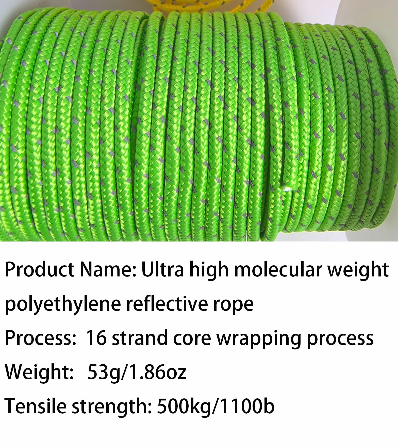 Corda riflettente Dyneema 2 mm 400 kg 19,8 m verde