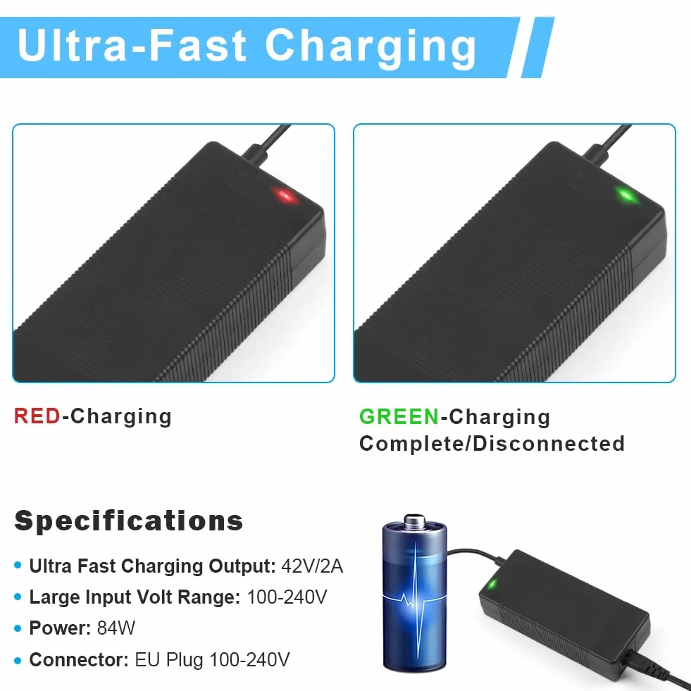 Caricabatterie Scooter Elettrico 42V 2A Universale per Xiaomi 36V Litio Connettore RCA