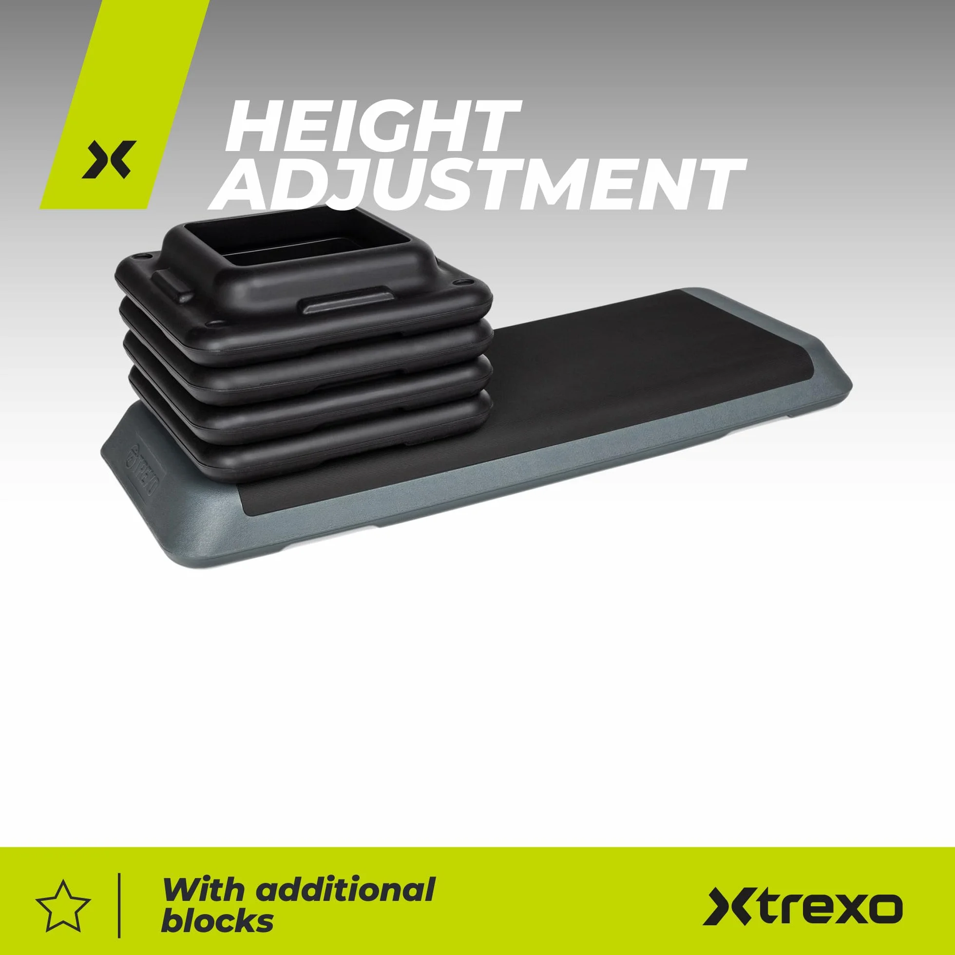 TREXO Stepper Fitness Cardio Altezza Regolabile 10-20 cm Pianale 109x41 cm TRX-AS02