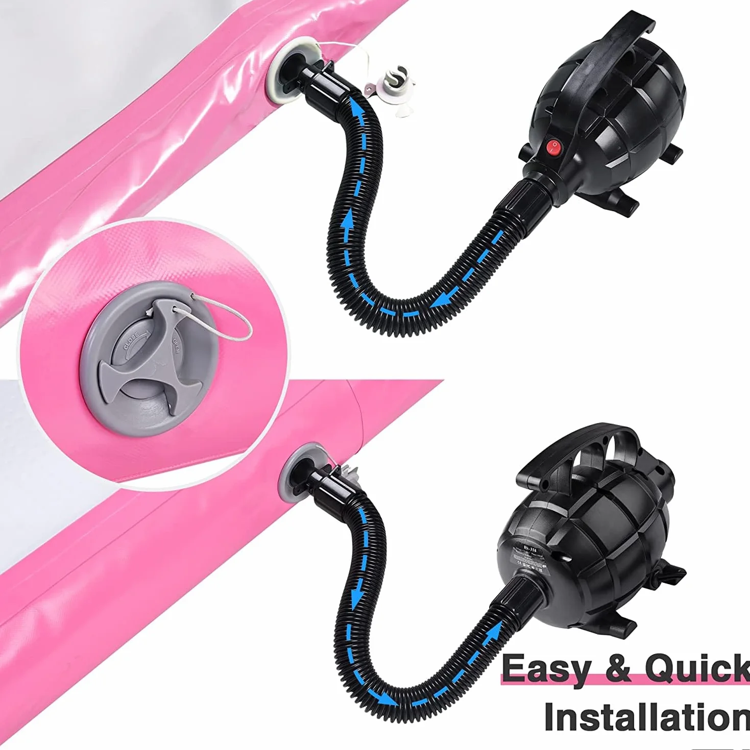 Air Track Tappetino Ginnastica Artistica 2 3 4 5 6 Metri 10/20CM Spessore Materasso Ginnastica da Casa/Yoga/Formazione/Cheerleading/Divertimento Acqua con Pompa (Rose Plus, 3M15)