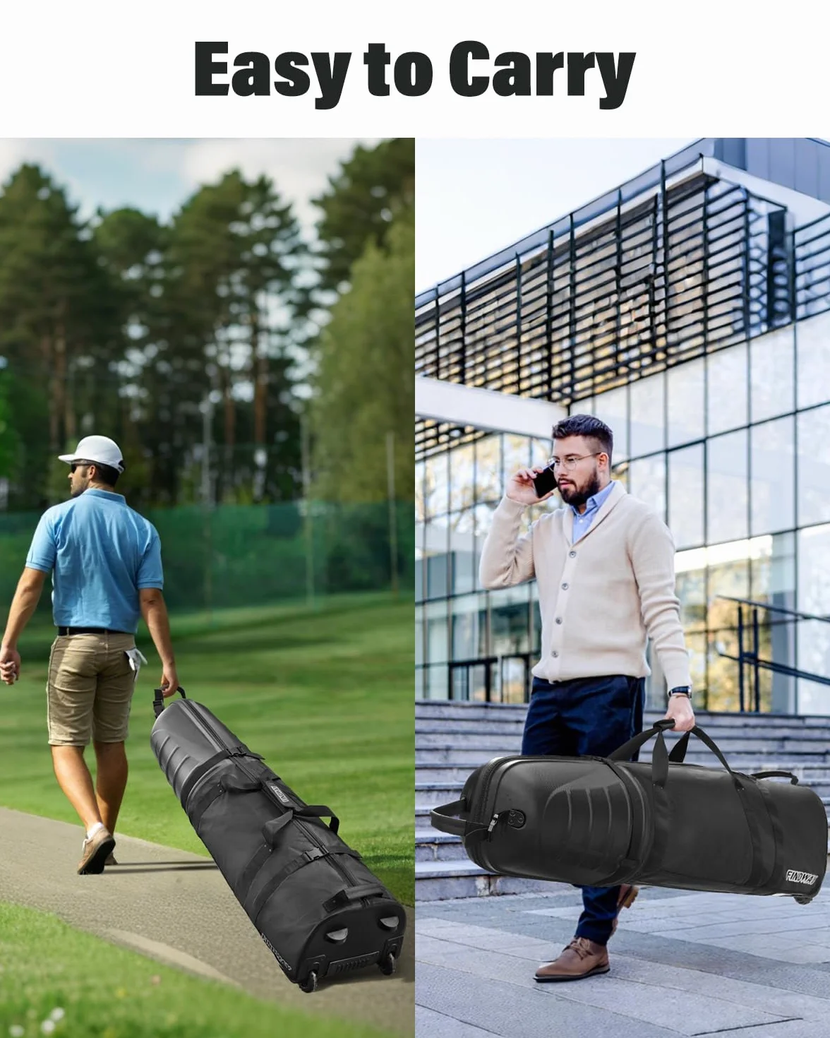 Findway Borse da Viaggio da Golf per Compagnie Aeree con Ruote e Custodia Rigida, Proteggono le Mazze da Golf, Leggere e Facili da Manovrare