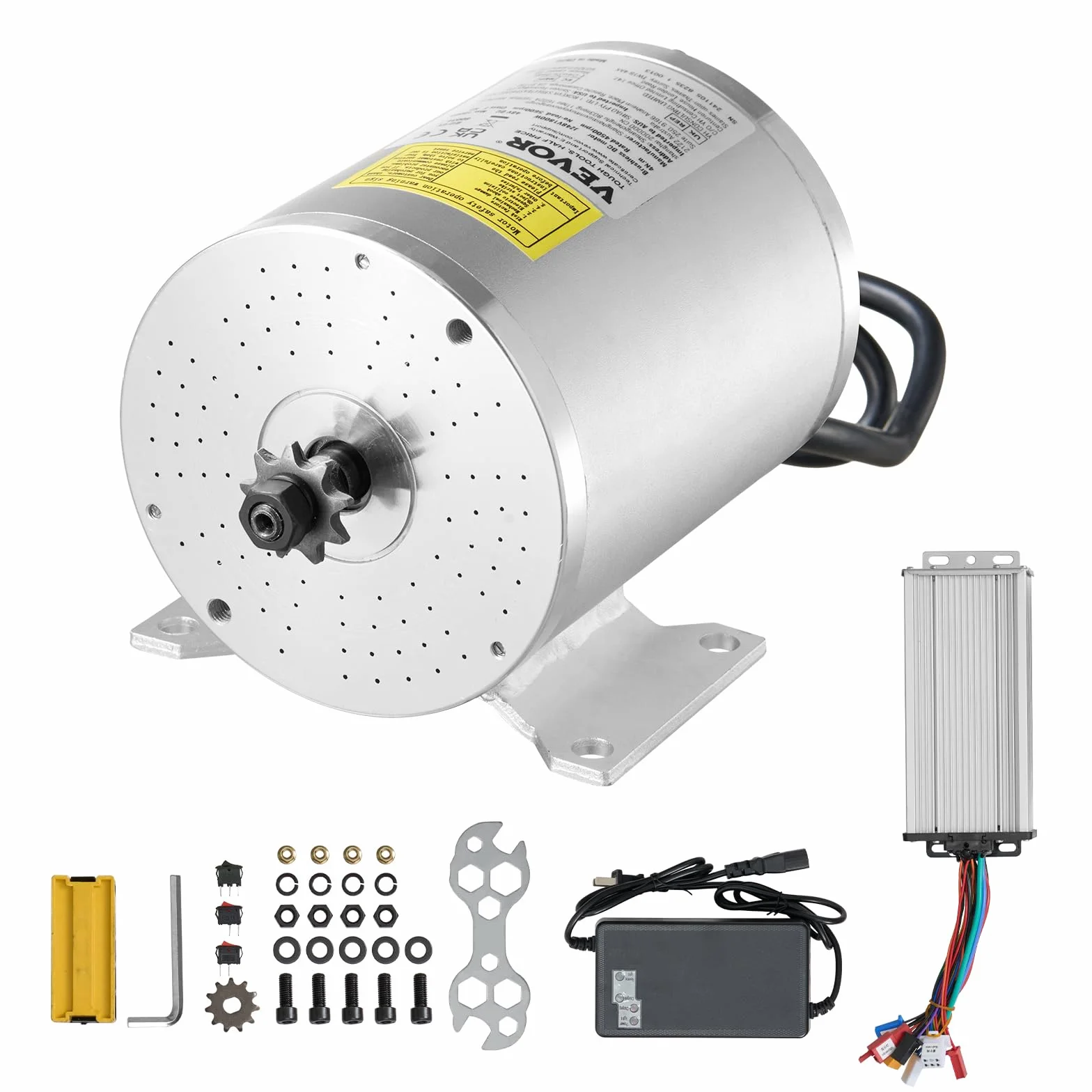 VEVOR Kit Motore Elettrico Brushless DC da 1800 W Motore 48 V a 4500 giri/min con Regolatore di Velocità Aggiornato, Funzionamento Silenzioso Affidabile per Go-Kart, Bici Elettriche, Moto, Scooter