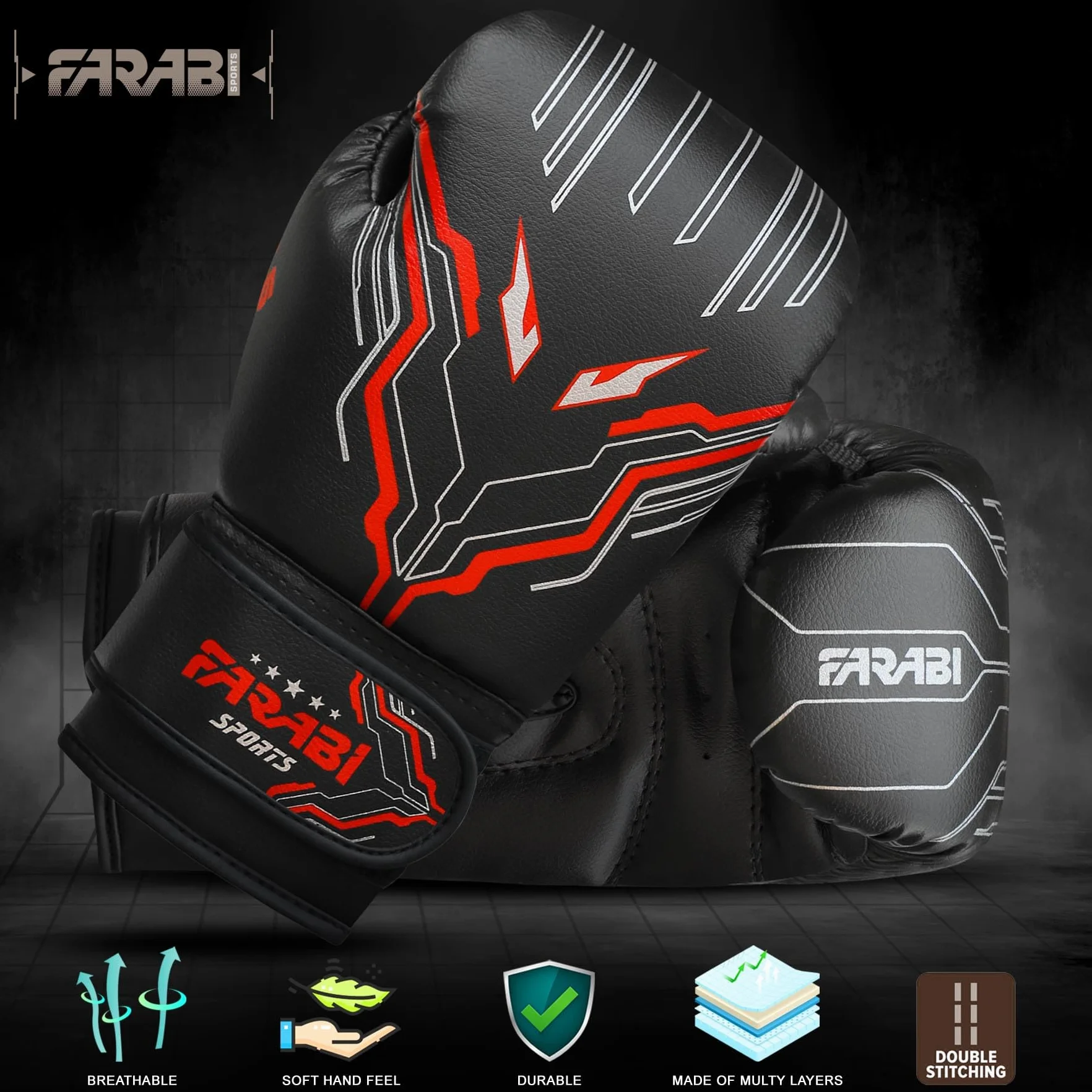 Farabi Sports guantoni boxe bambini Junior 6-oz per MMA, Muay Thai e sacco da boxe 5-10 anni