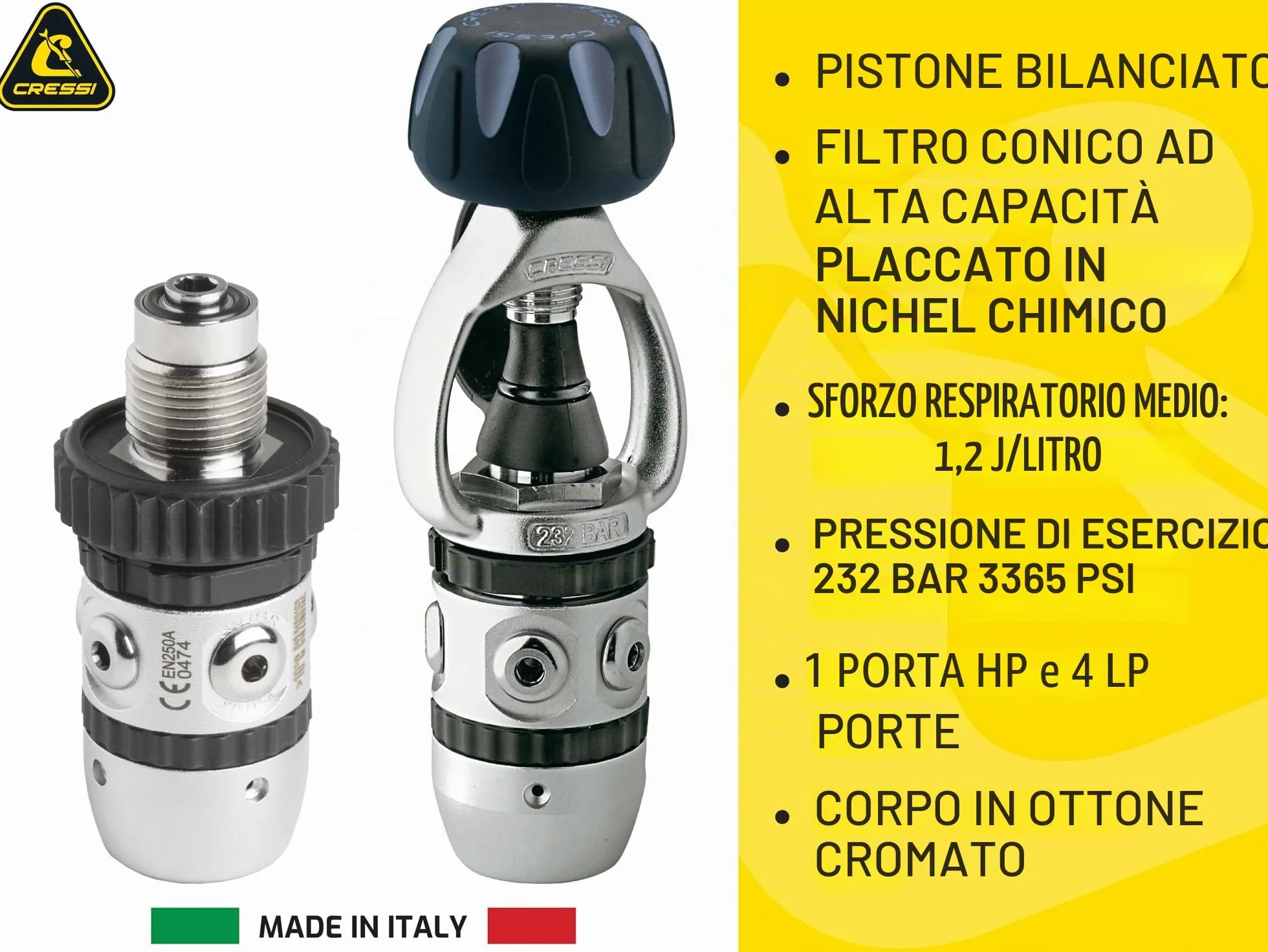 Cressi AC2 / Compact & Octopus XS – Kit regolatore per Immersioni subacquee di Alta qualità