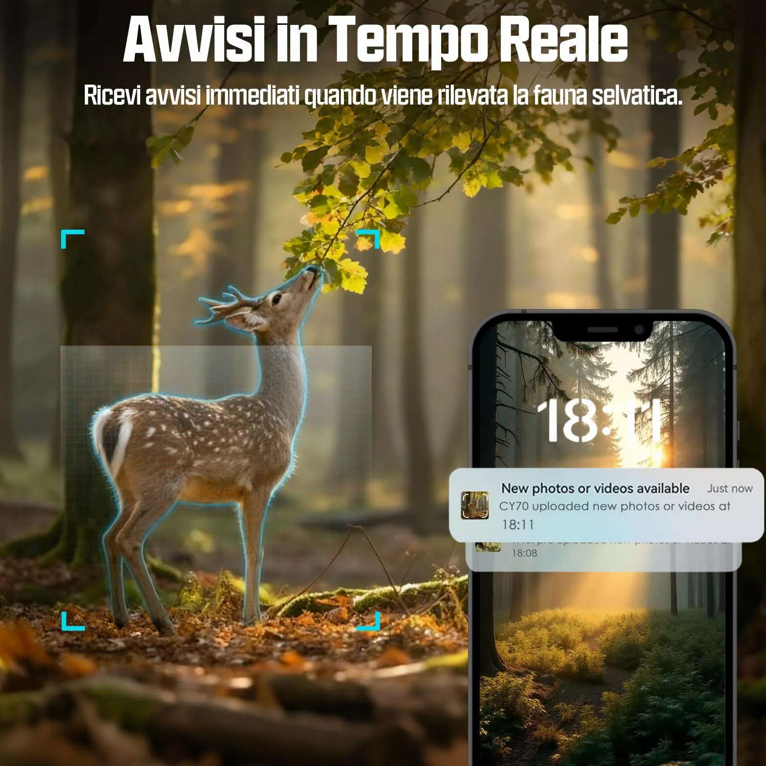 CEYOMUR 4G LTE Fototrappola Solare 48MP con SIM e TF 64GB, Batteria 5200mAh, IP66