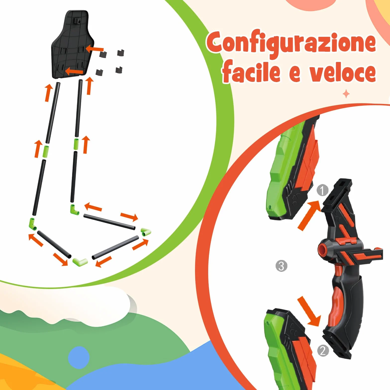 COSTWAY Set di 2 Archi e Frecce LED per Bambini con 20 Frecce a Ventosa