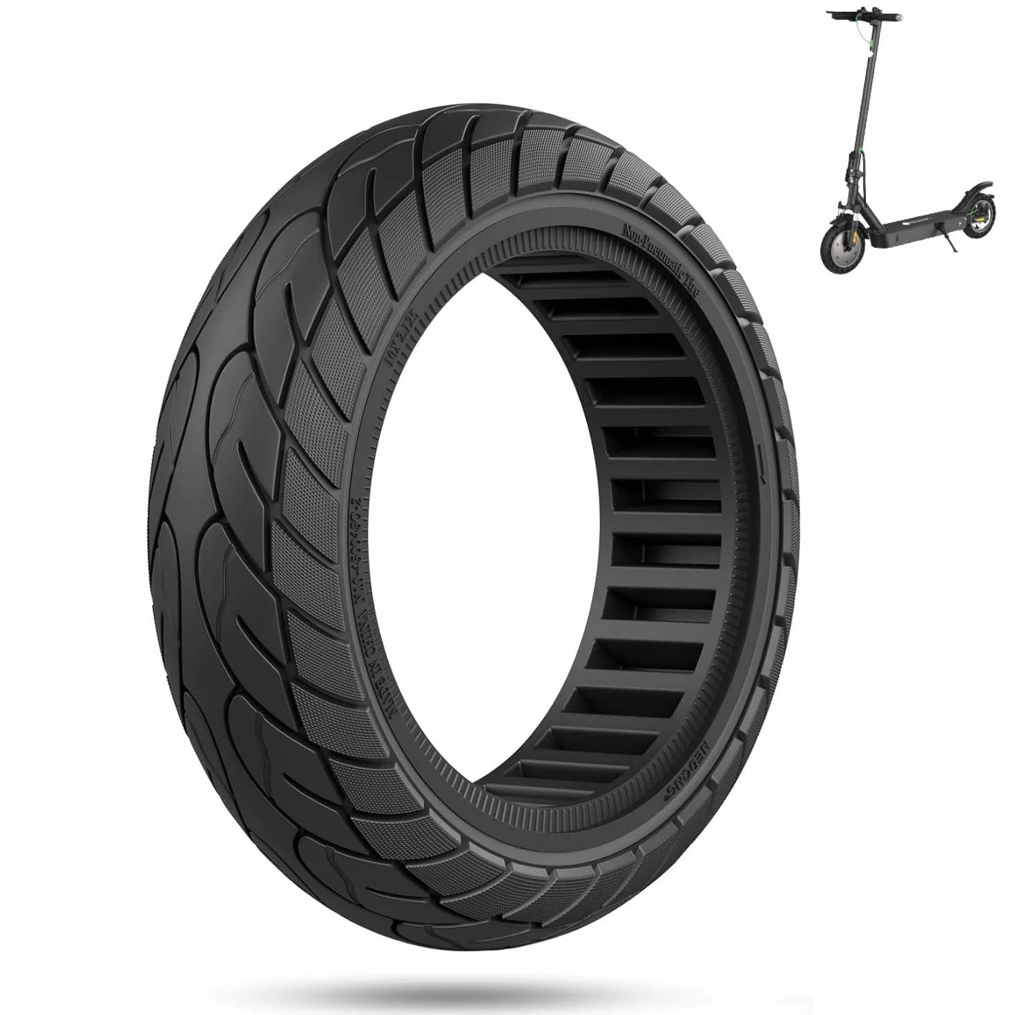 ECOVELO Pneumatico Solido 10x2.125 Antiforatura Ruote 10" per Monopattino Elettrico