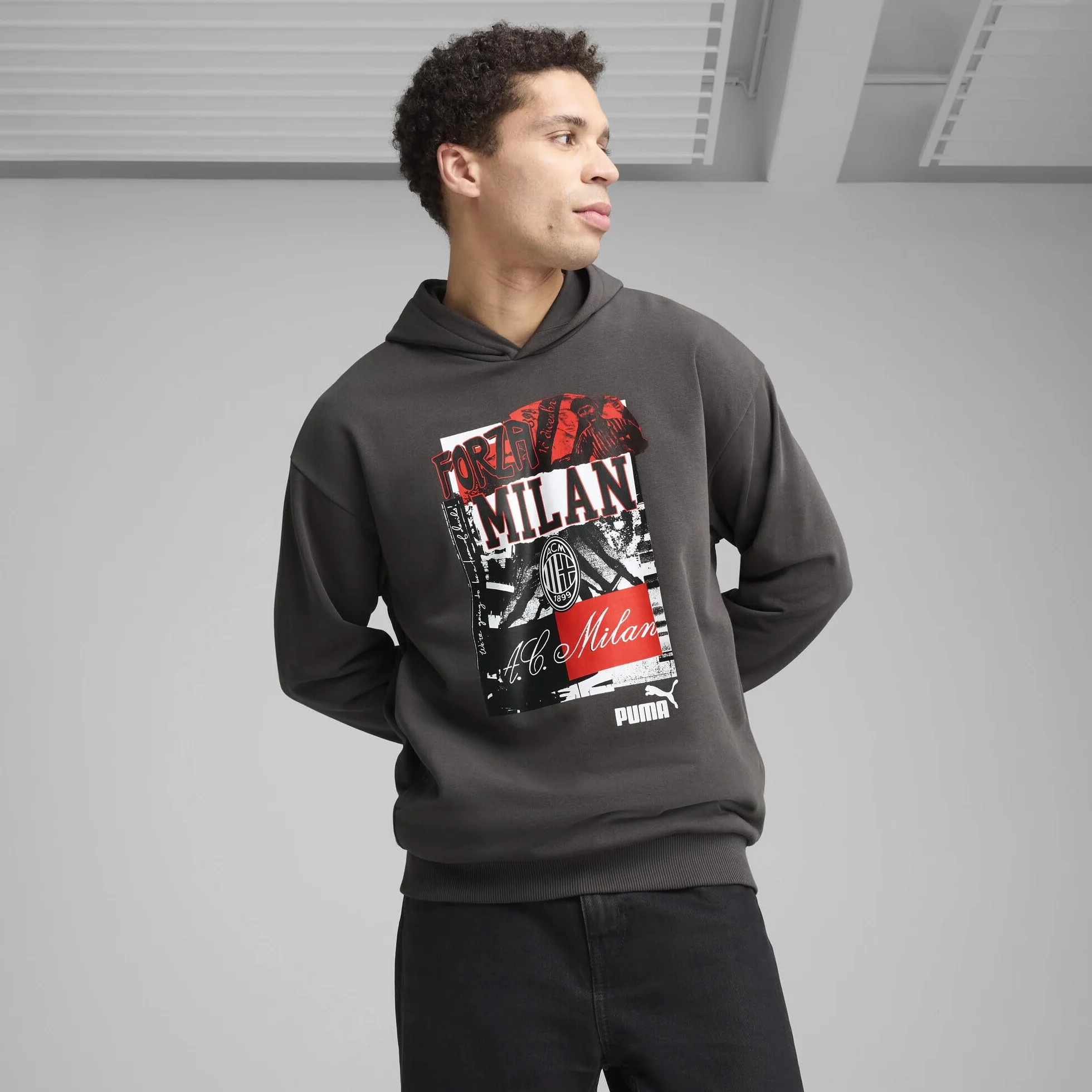 A.C. Milan Felpa con Cappuccio ftblNRGY+ Adulto Grigio