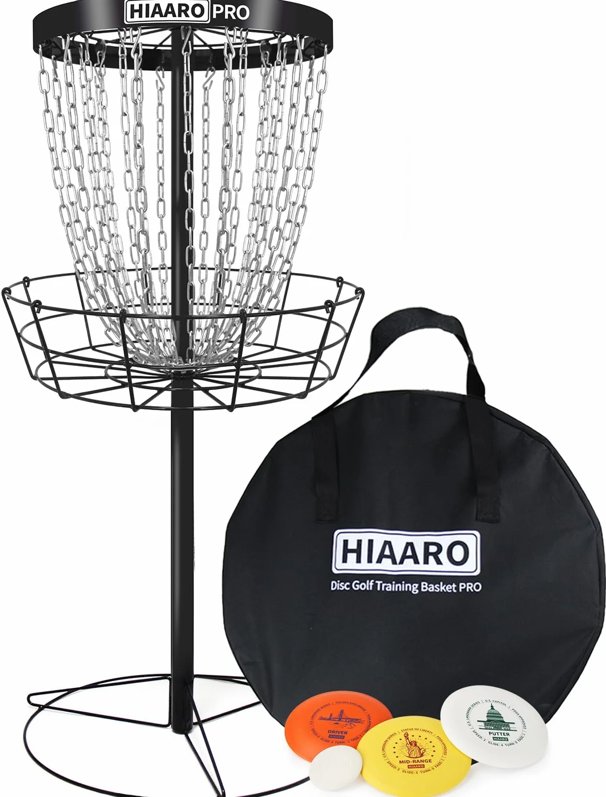 Cestino da golf a disco portatile con 24 catene resistenti
