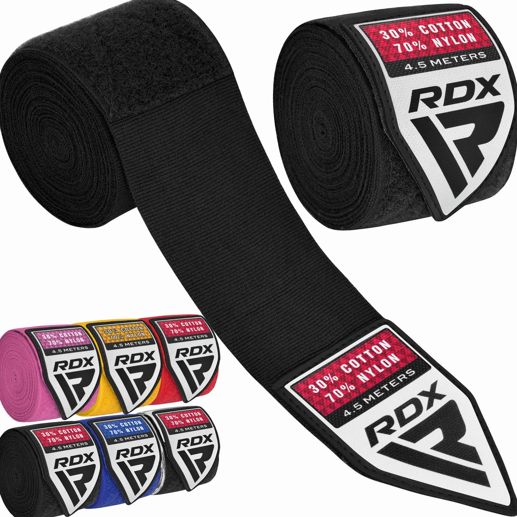 RDX Fasce Boxe Guanti Interni 4,5 Metri Elastiche Bendaggi Polso Mani Protezione Sottoguanti Pugilato Bende per Arti Marziali Muay Thai MMA