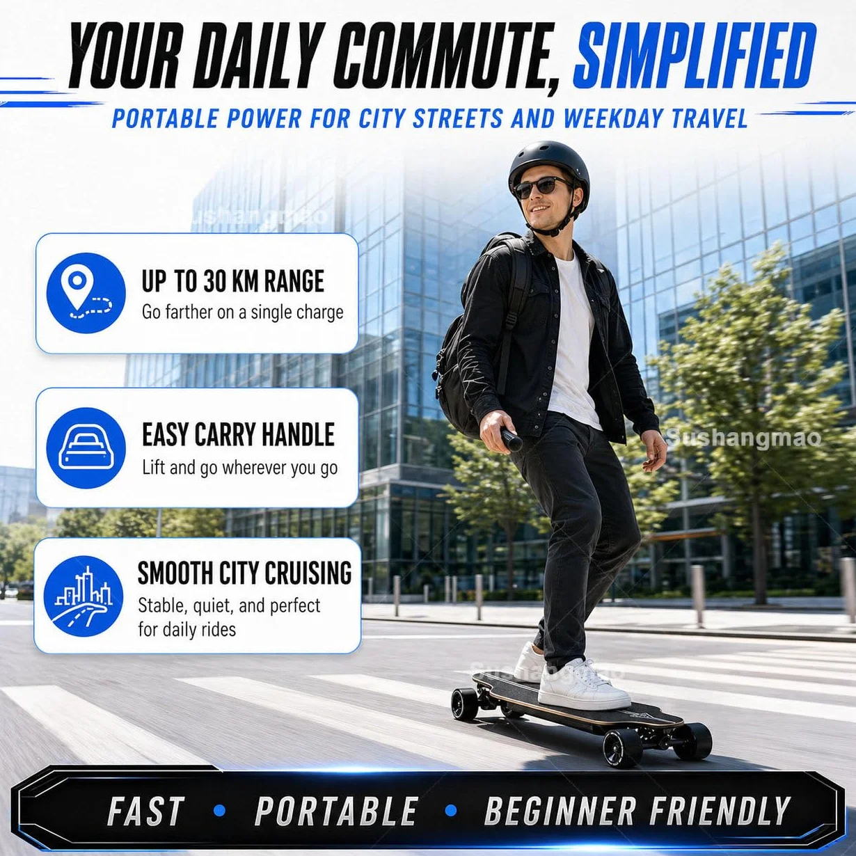 Skateboard Elettrico, Longboard Elettrico Con Telecomando Led Migliorato – Velocità Massima 25 O 50 Km/H, Controllo A 4 Velocità, Capacità 330 Lbs, Per Adulti E Adolescenti Single-Drive-15km