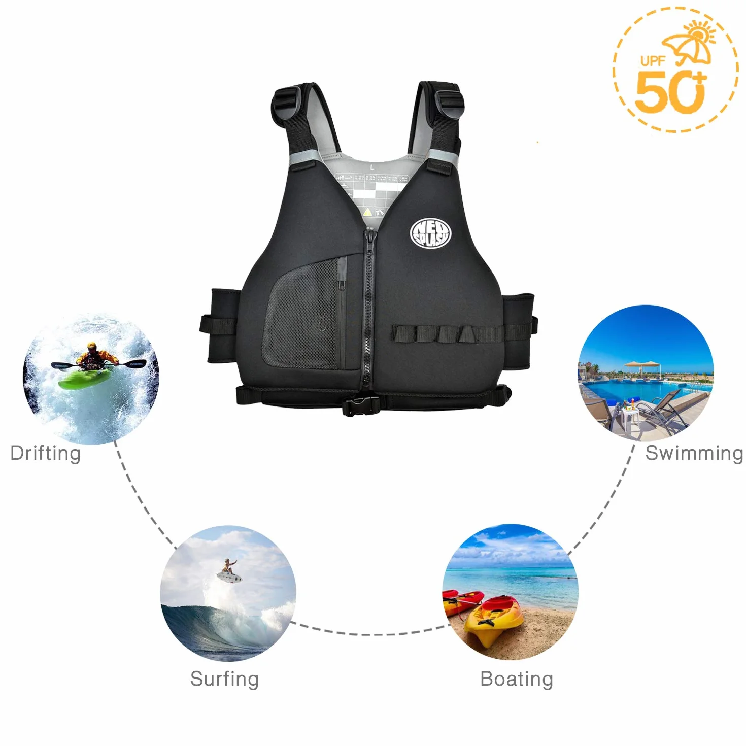 Aiuto al Galleggiamento Adulti, Giubbotto Solido, Ideale per Sport Acquatici, kayak, Sup, Canottaggio, Snorkeling