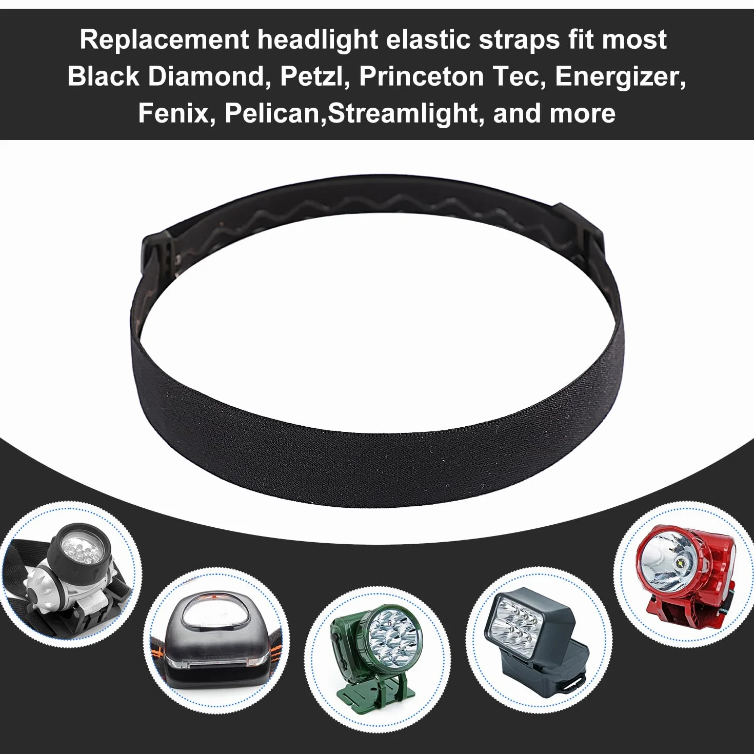 Fascia per Lampada Frontale Nera Compatibile Black Diamond Petzl Princeton Tec Energizer Fenix