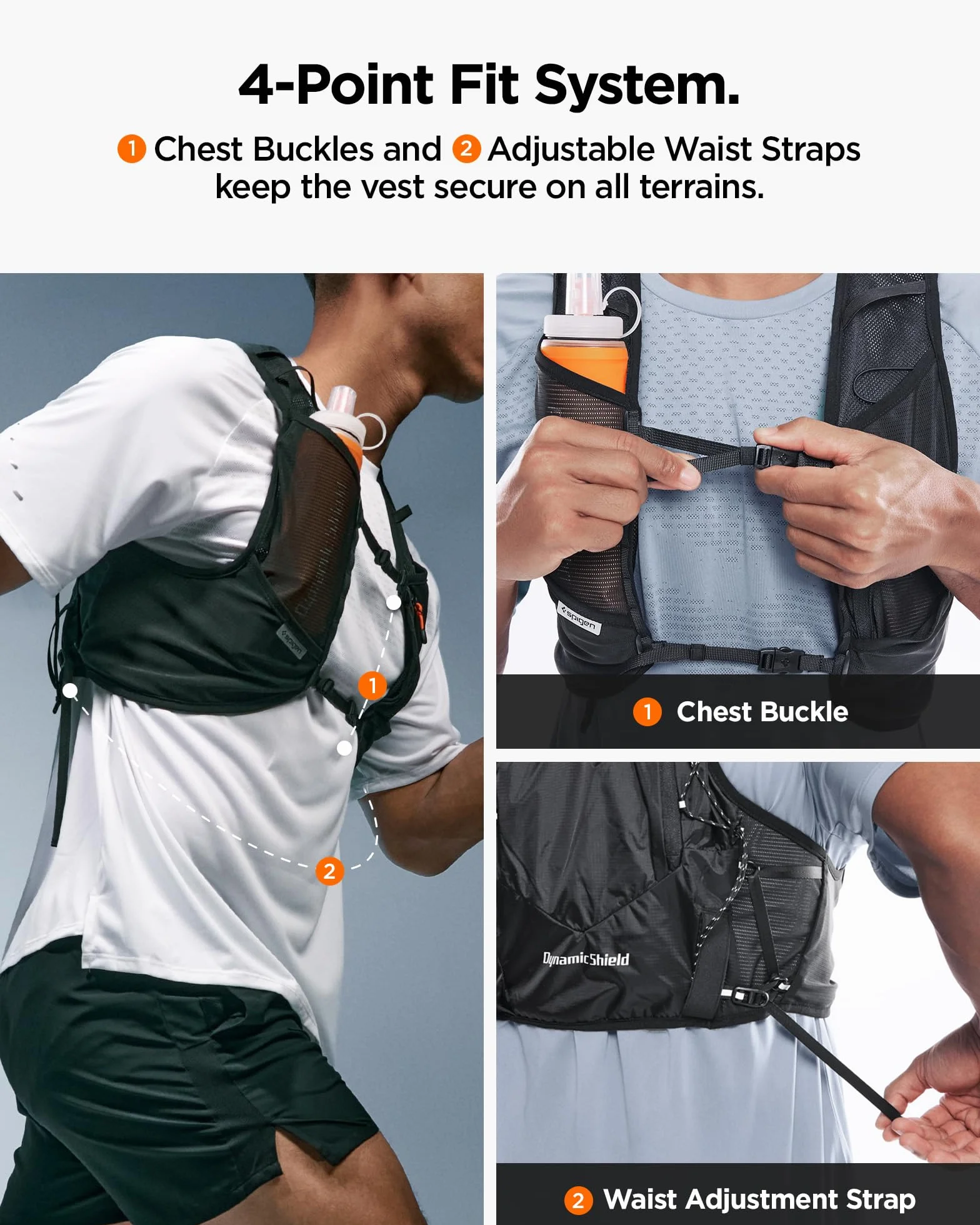 Spigen Gilet Running 5L con Flask 500ml, Supporto Smartphone, Vestibilità Regolabile M/L Active Black
