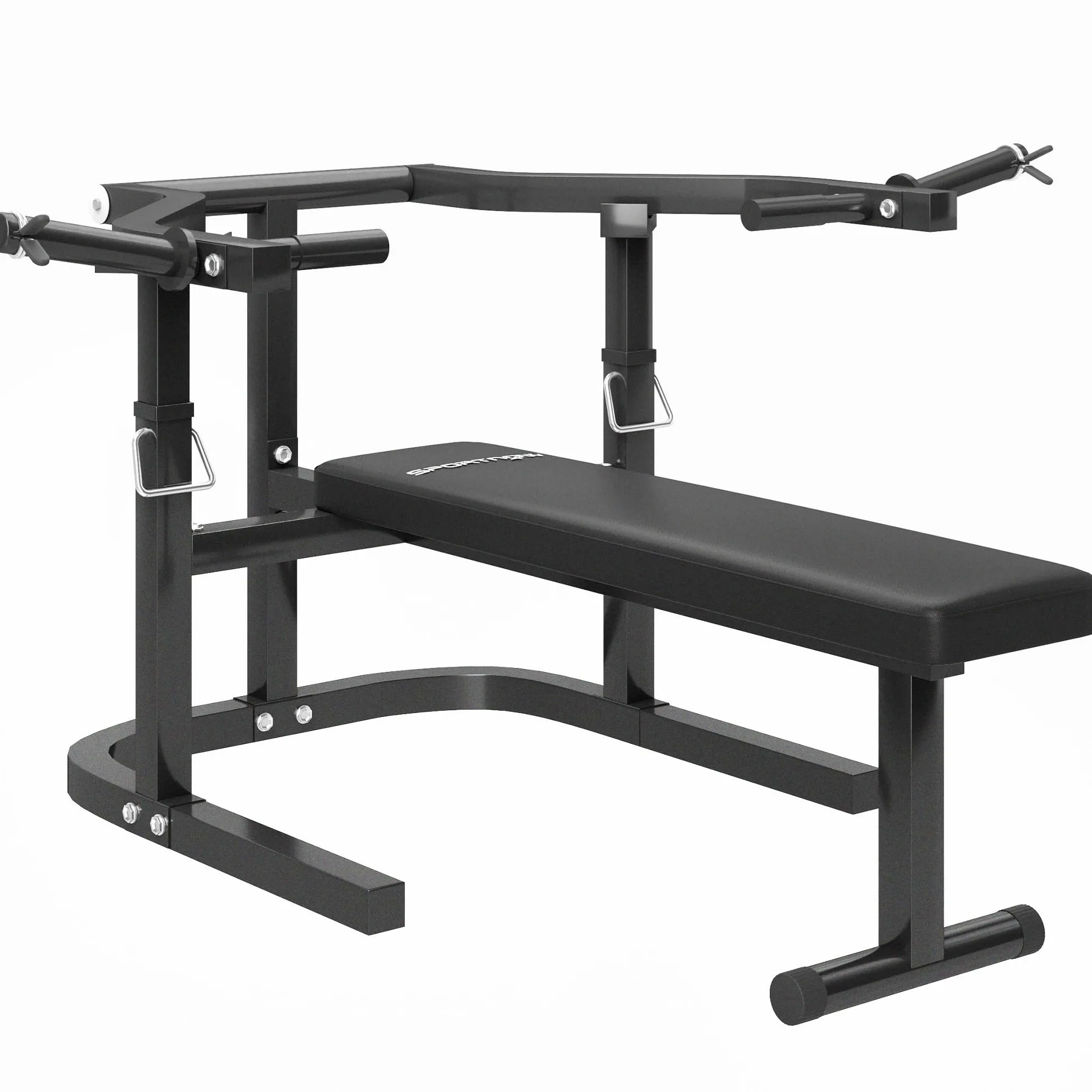 SPORTNOW Panca per Sollevamento Pesi ad Altezza Regolabile, Panca Piana Multifunzione in Acciaio, per Palestra e Casa, 150x150x60-85 cm, Nero