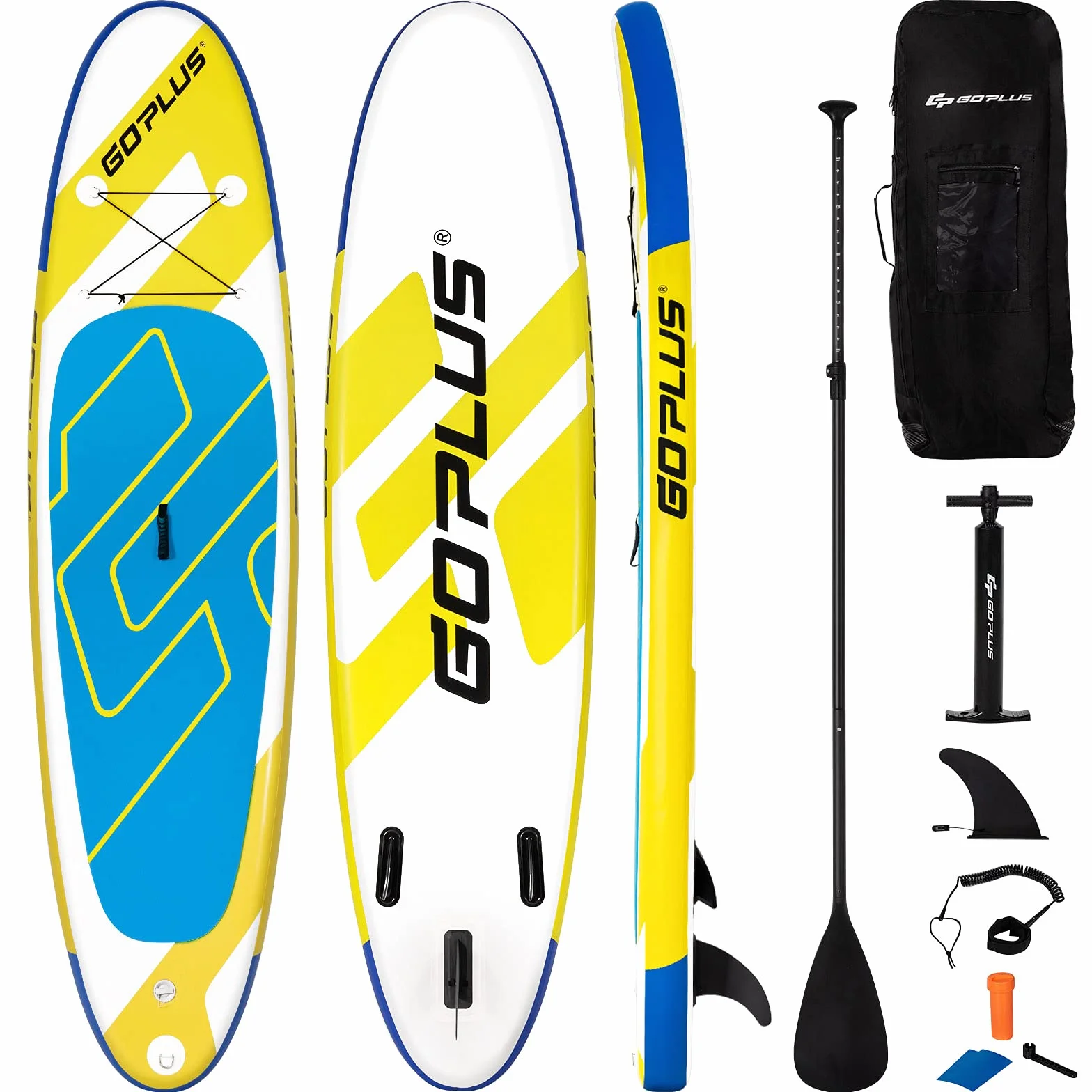 COSTWAY SUP Gonfiabile Adulti 305/335 cm, Stand Up Paddle Gonfiabile con Pinne, Leash, Pagaia, Pompa, Kit di Riparazione e Borsa, Carico Massimo 110 kg
