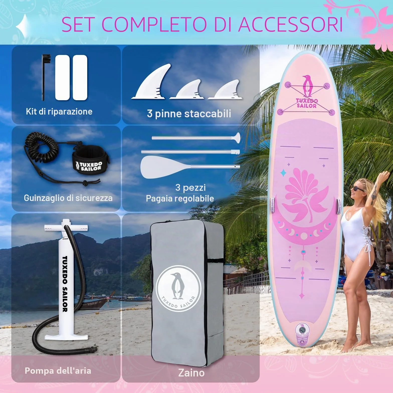 SUP Gonfiabile Adulti 320 cm Stand Up Paddle Board, Tavola Gonfiabile 2 Posti