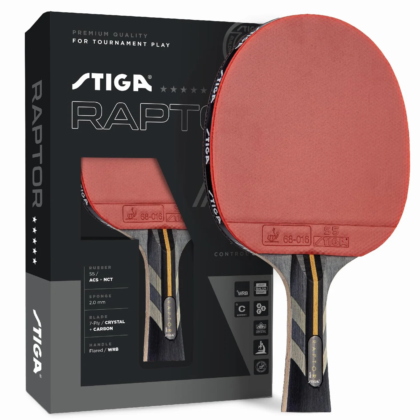 STIGA Raptor - Racchetta da ping pong, colore: Nero