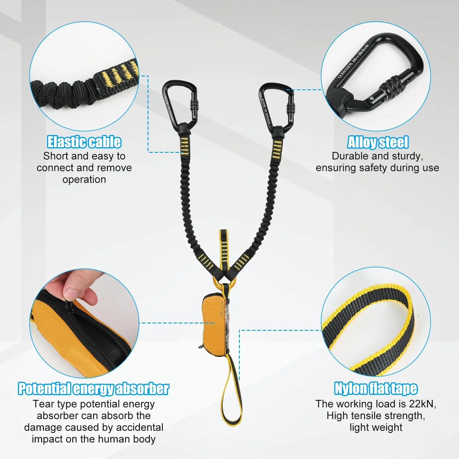 Set da arrampicata via ferrata, cinghia da arrampicata uomo