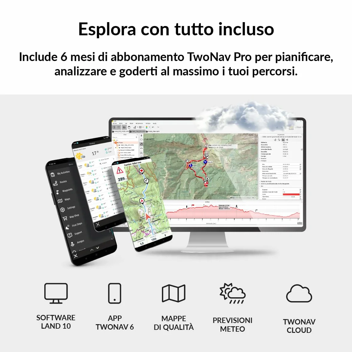 TwoNav Terra 64 GB navigatore GPS con mappa Italia TomTom, schermo wide 3,7 pollici per escursionismo MTB