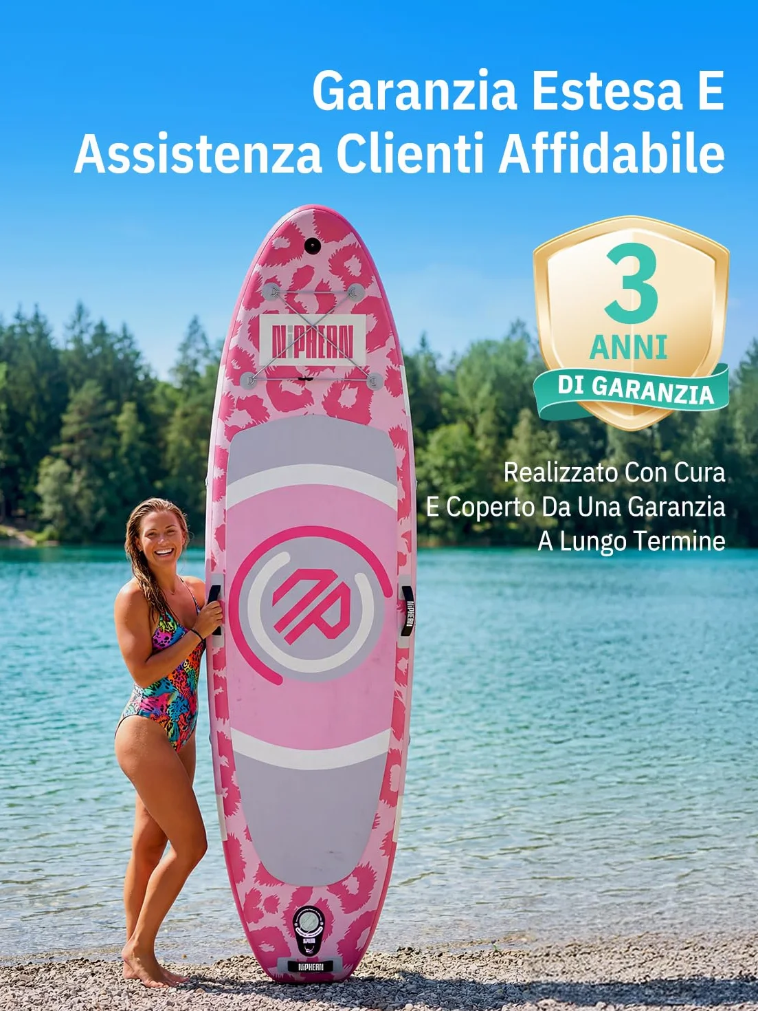 Niphean SUP Gonfiabile con Sedile Ultraleggero Tavola SUP per Donne Pinna StabilTrac Antiscivolo per Yoga Animali Domestici