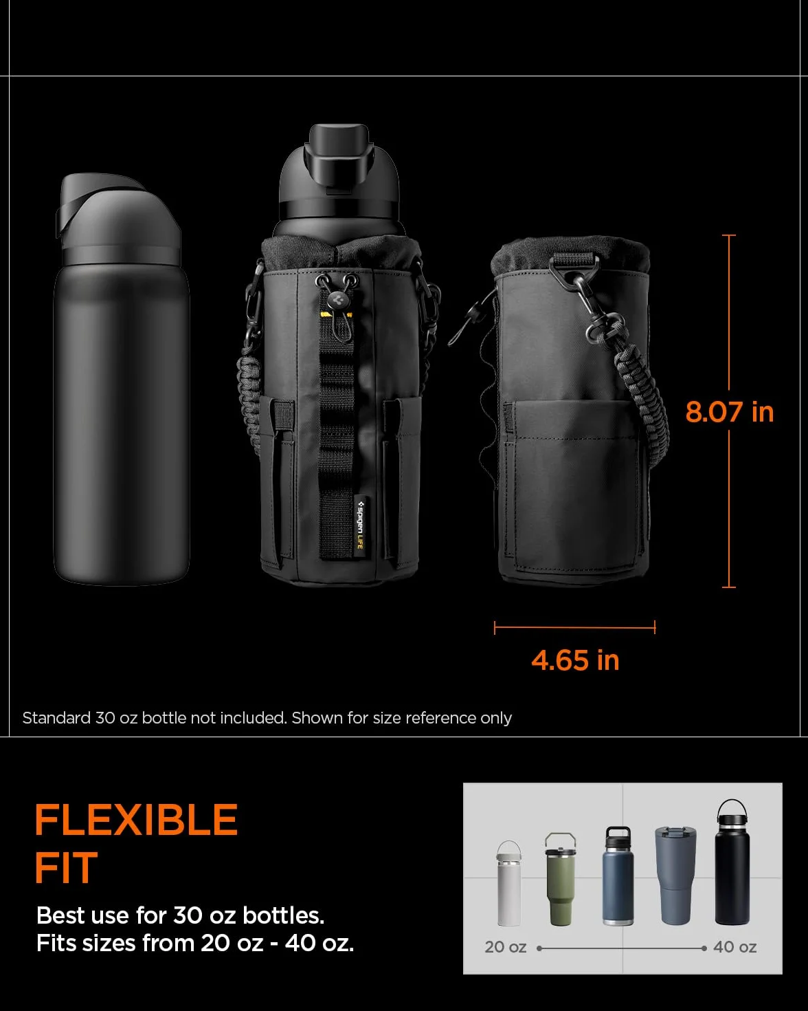 Spigen Life LF500 Borsa Magnetica Palestra Porta Bottiglia d'Acqua Magnetico Gym Accessori Fitness Tumbler Bag Nero