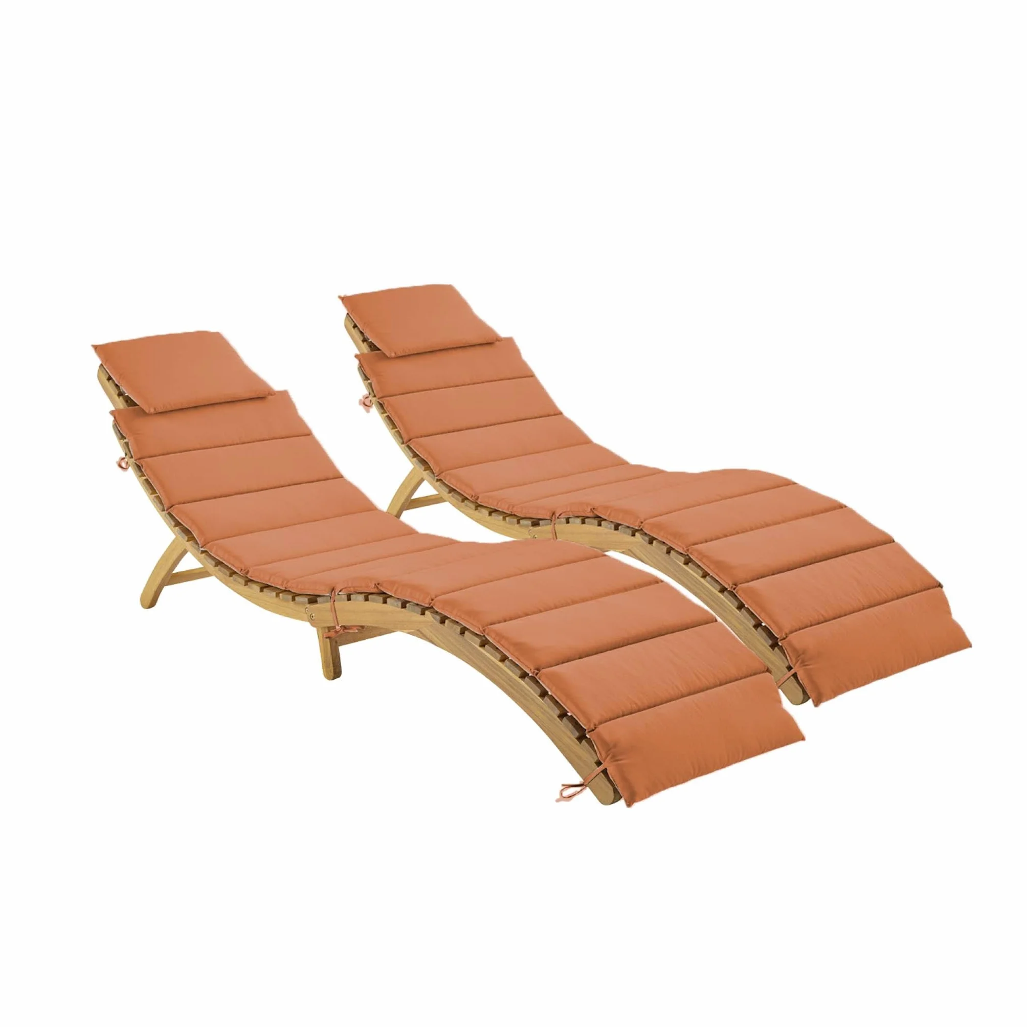 Set 2 lettini prendisole in legno di acacia Terracotta - 184x55x63.5 cm