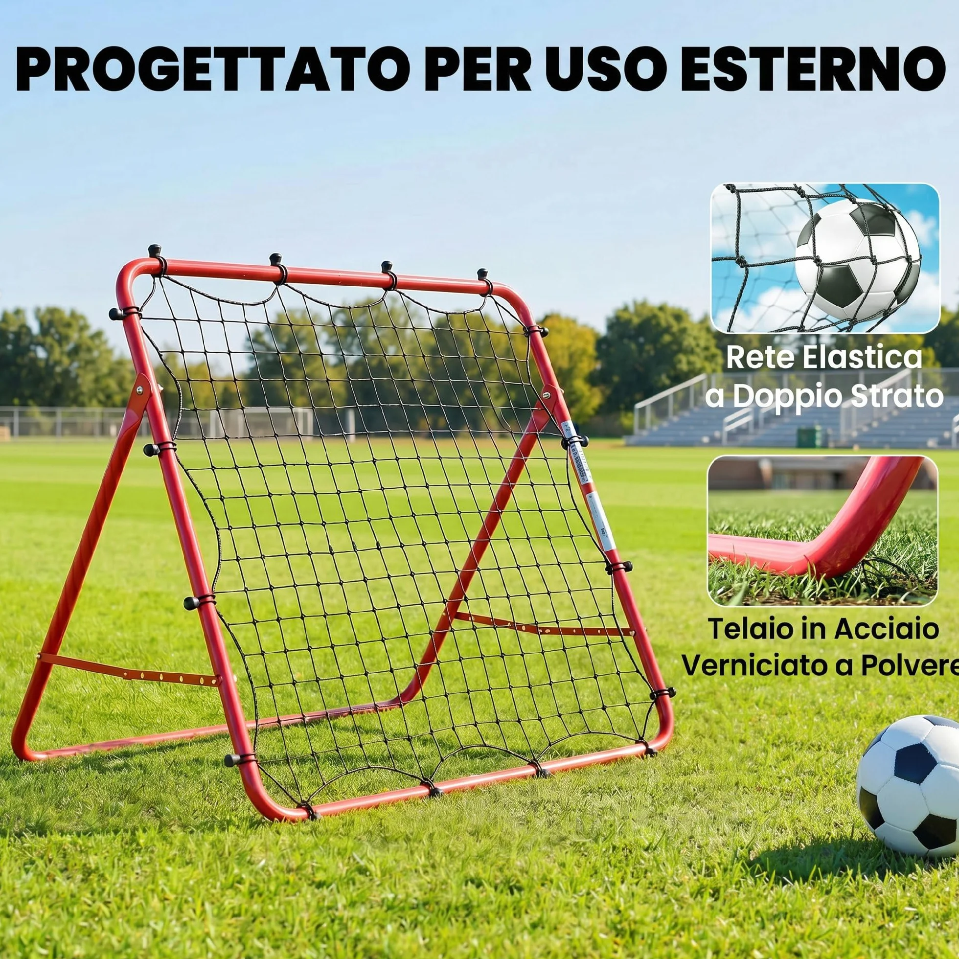 SPORTNOW Rete Rebounder Calcio Regolabile 5 Angolazioni Allenamento Portatile Giardino
