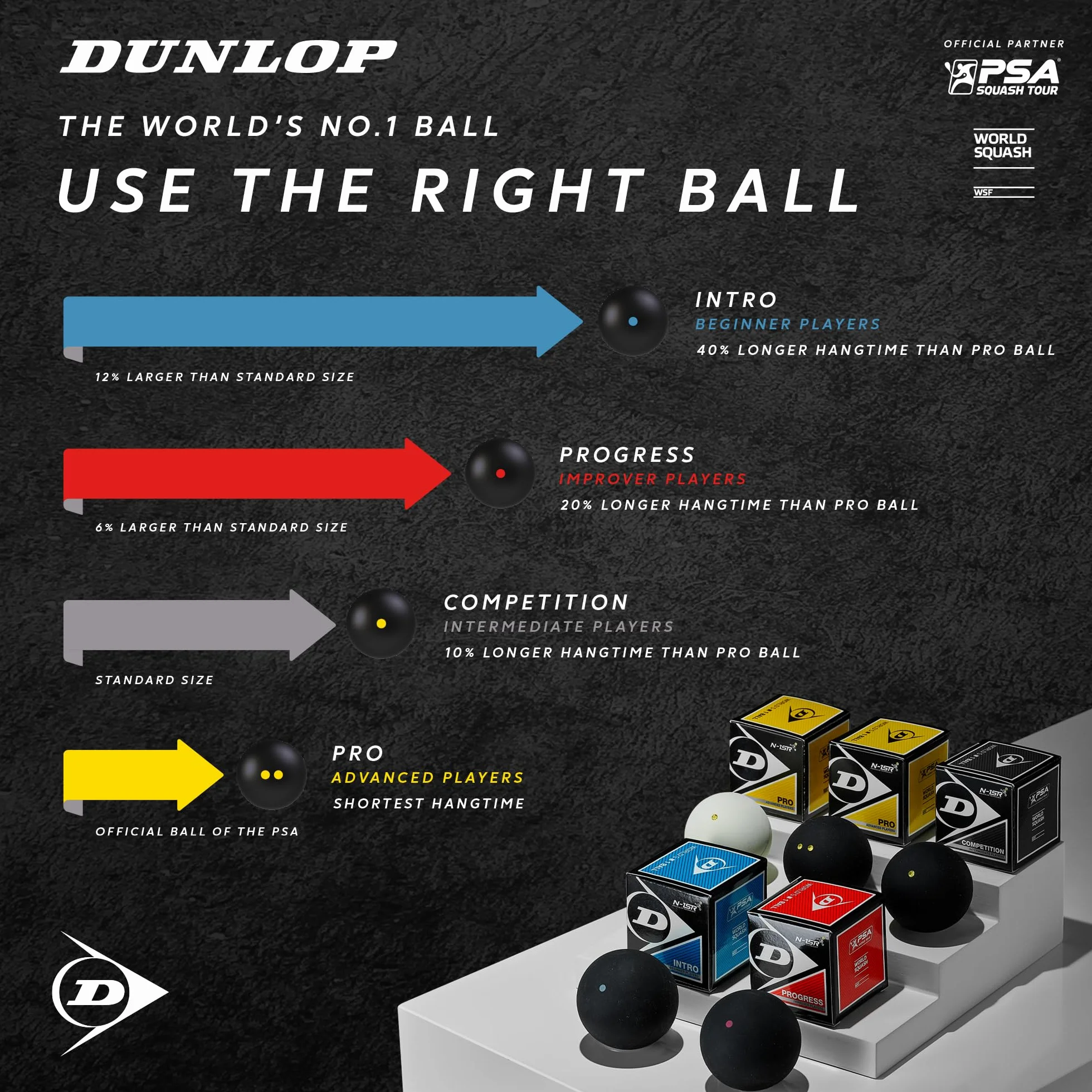 Dunlop Set di 12 palline da squash