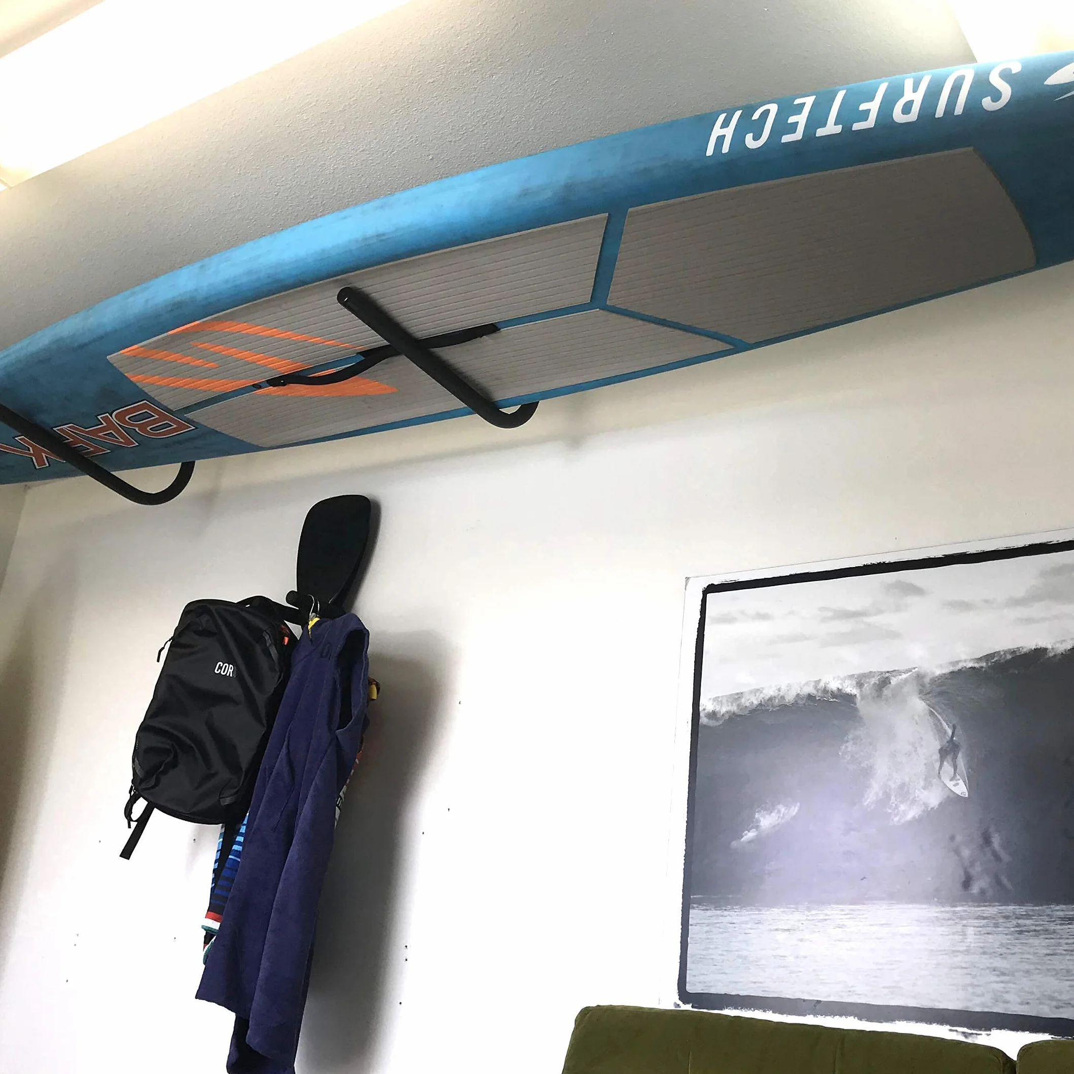 COR Surf Stand Up Paddleboard Rack da Parete o Soffitto per Paddle Board con Schiuma Protettiva